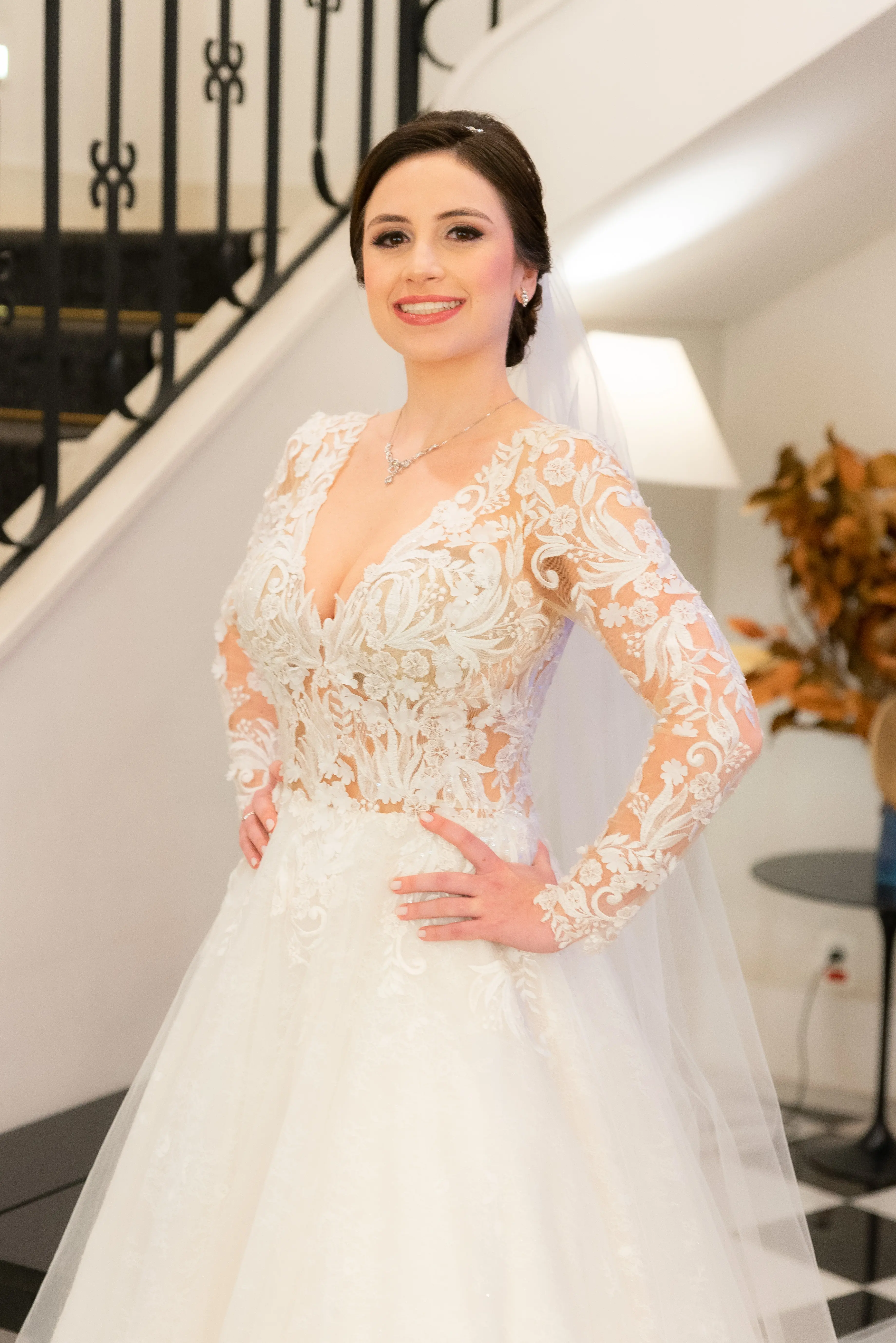 Bride Wearing Lace A-Line Wedding Dress Called Zander By Sottero And Midgley