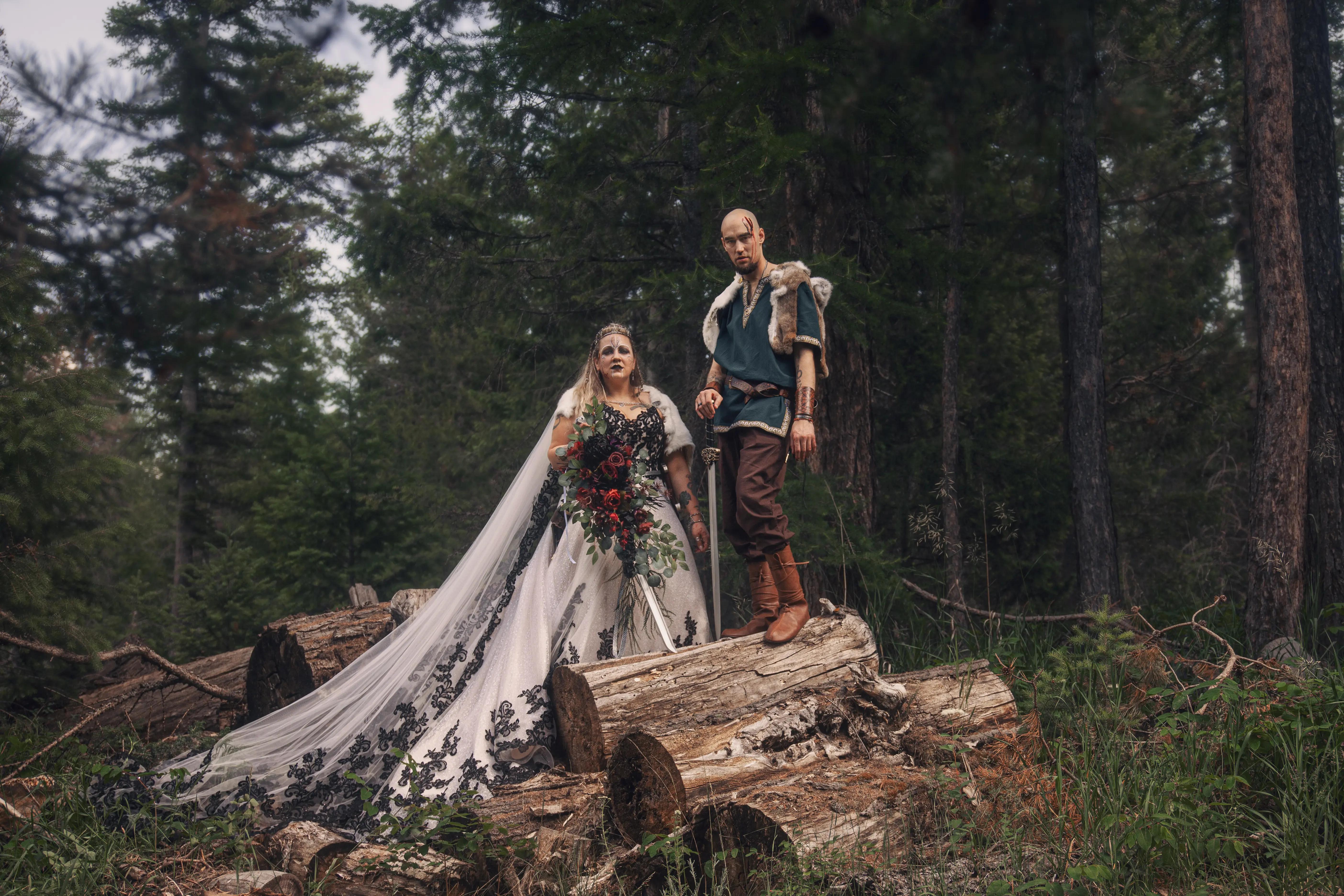 Bride wearing Trystin wedding dress by Maggie Sottero with her husband