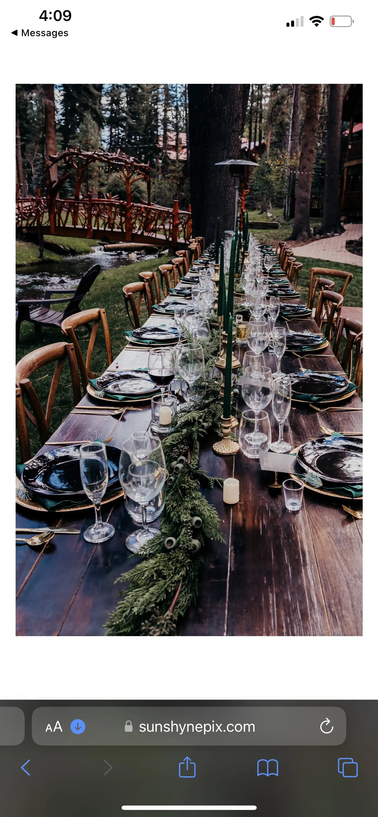 Table Setting For Rustic Forest Wedding