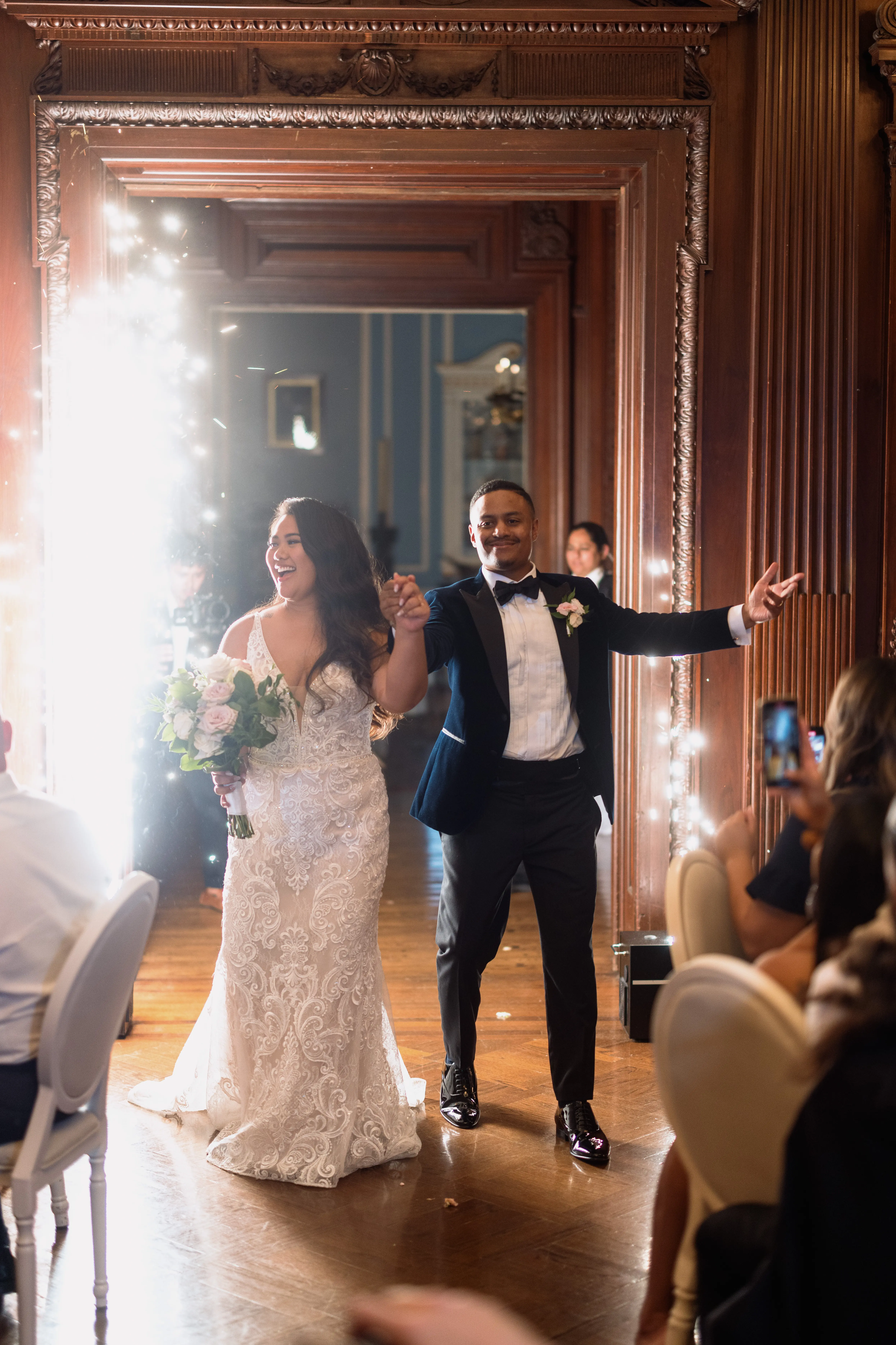 Bride Wearing Floral Fit-And-Flare Wedding Dress