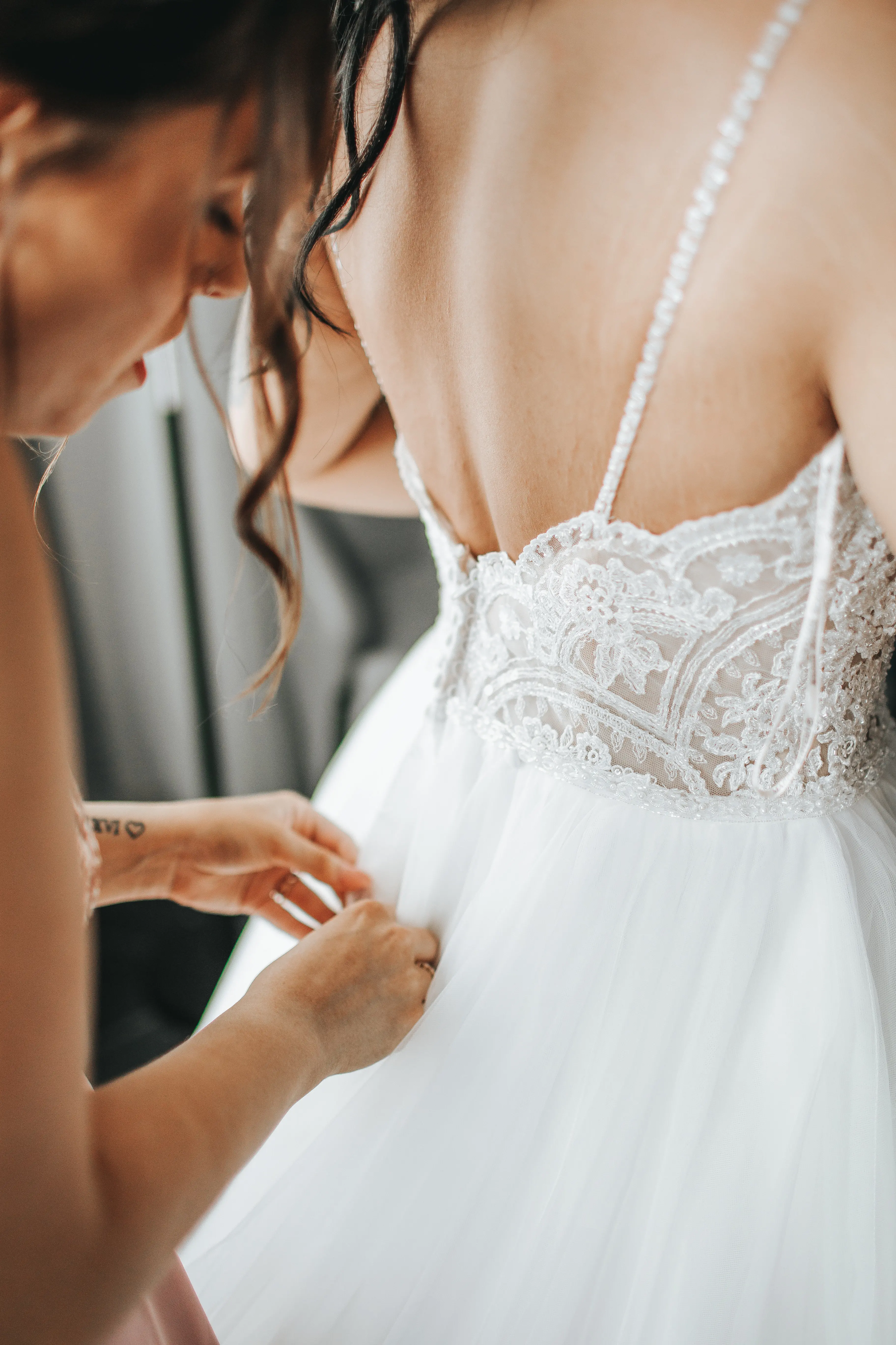 Bride wearing boho princess wedding dress