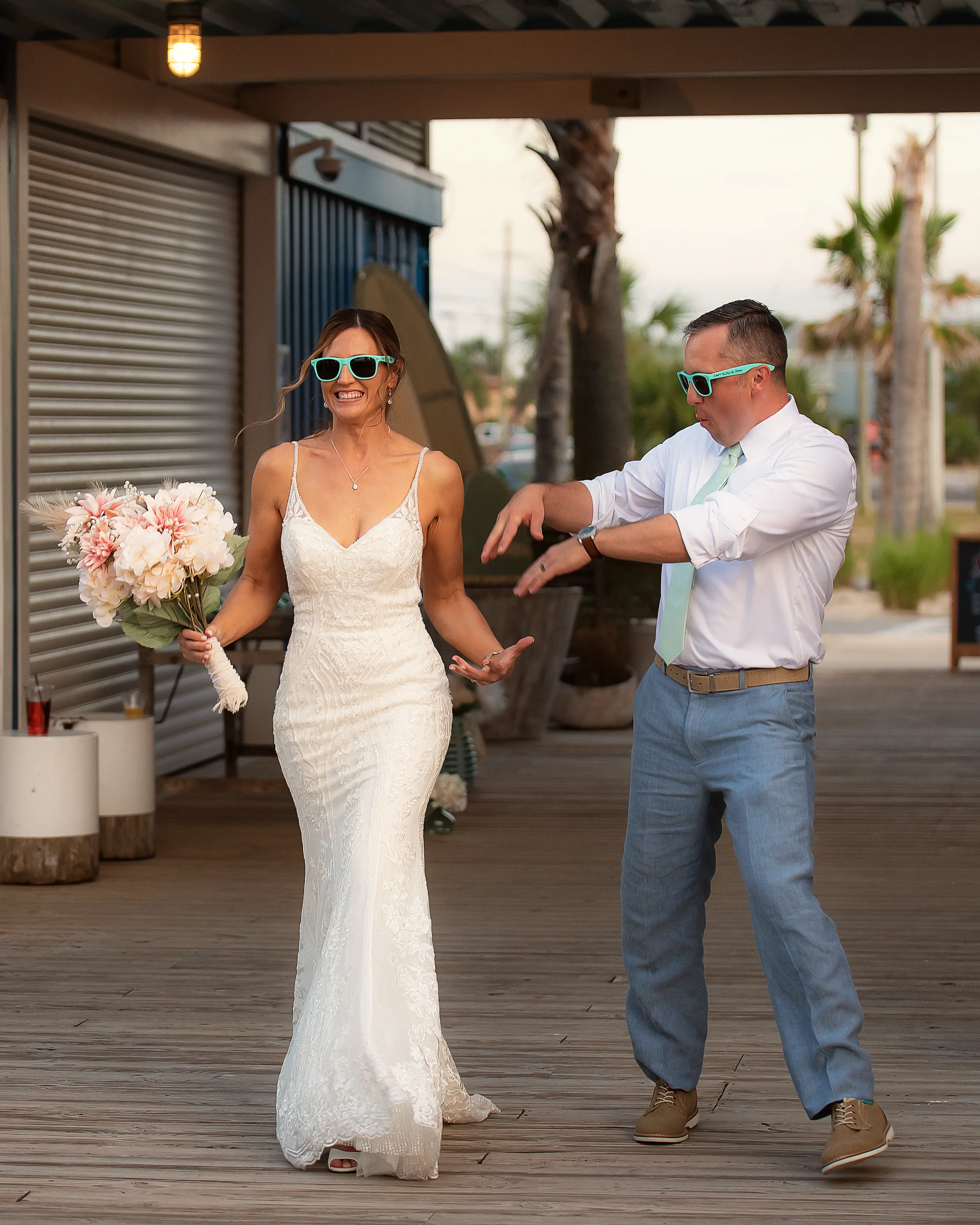 Bride In Sexy V-Back Bailey Sottero Midgley With Groom