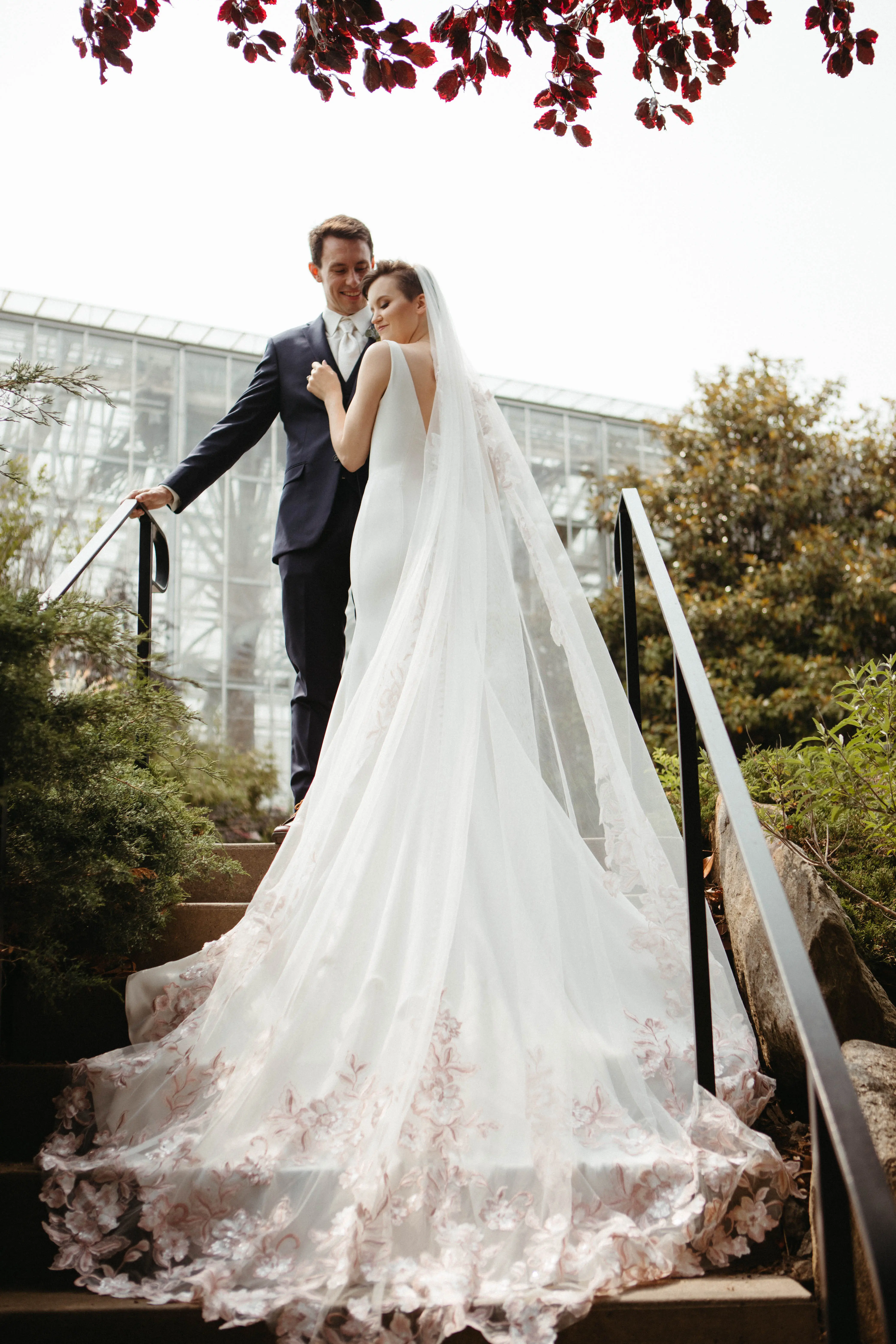 Bride In Minimalist Fit-and-flare Fernanda Maggie Sottero With Groom