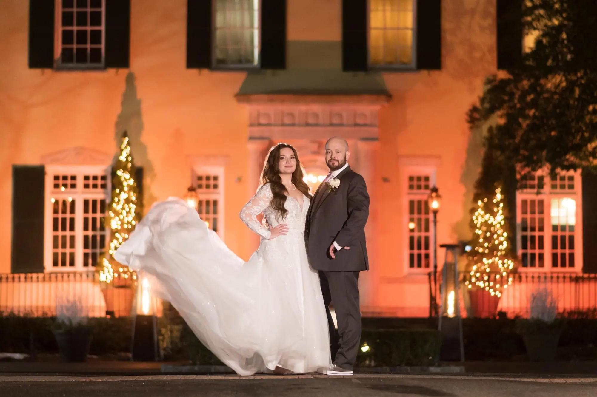 Groom with Bride in Illusion Sleeve A-Line Wedding Dress Inspired by Vintage Royalty called Raphael by Maggie Sottero