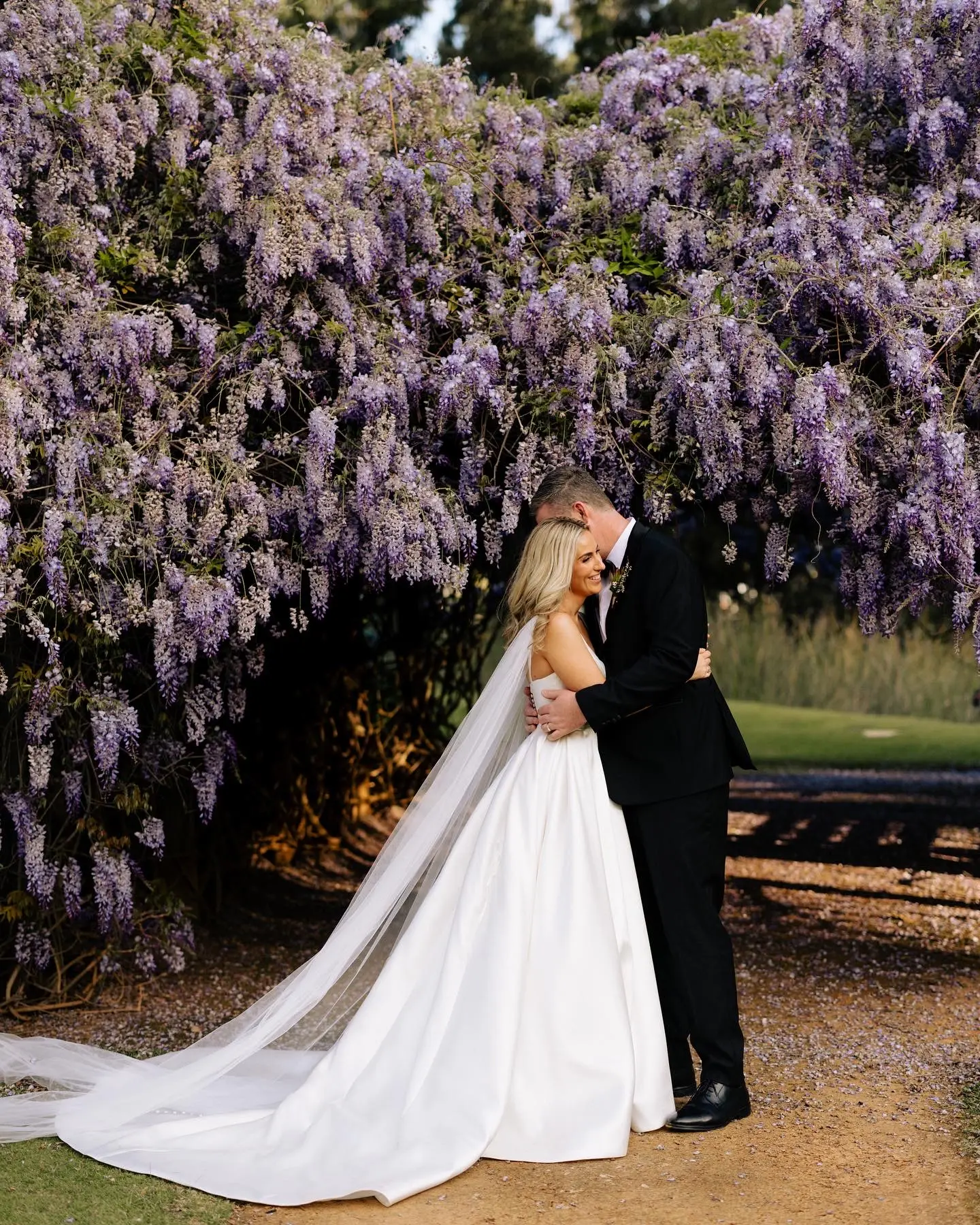 Groom With Bride Wearing Satin Ball Gown Selena By Maggie Sottero