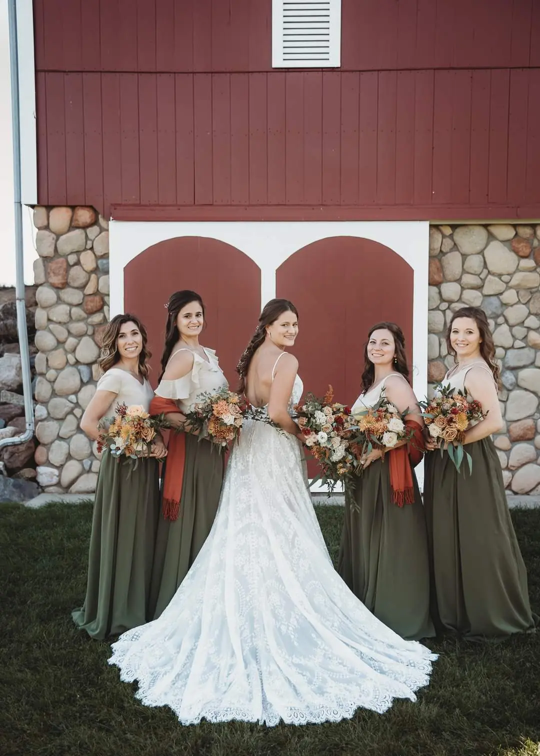 Bride Wearing Unique Boho A-Line Wedding Dress Keating By Rebecca Ingram