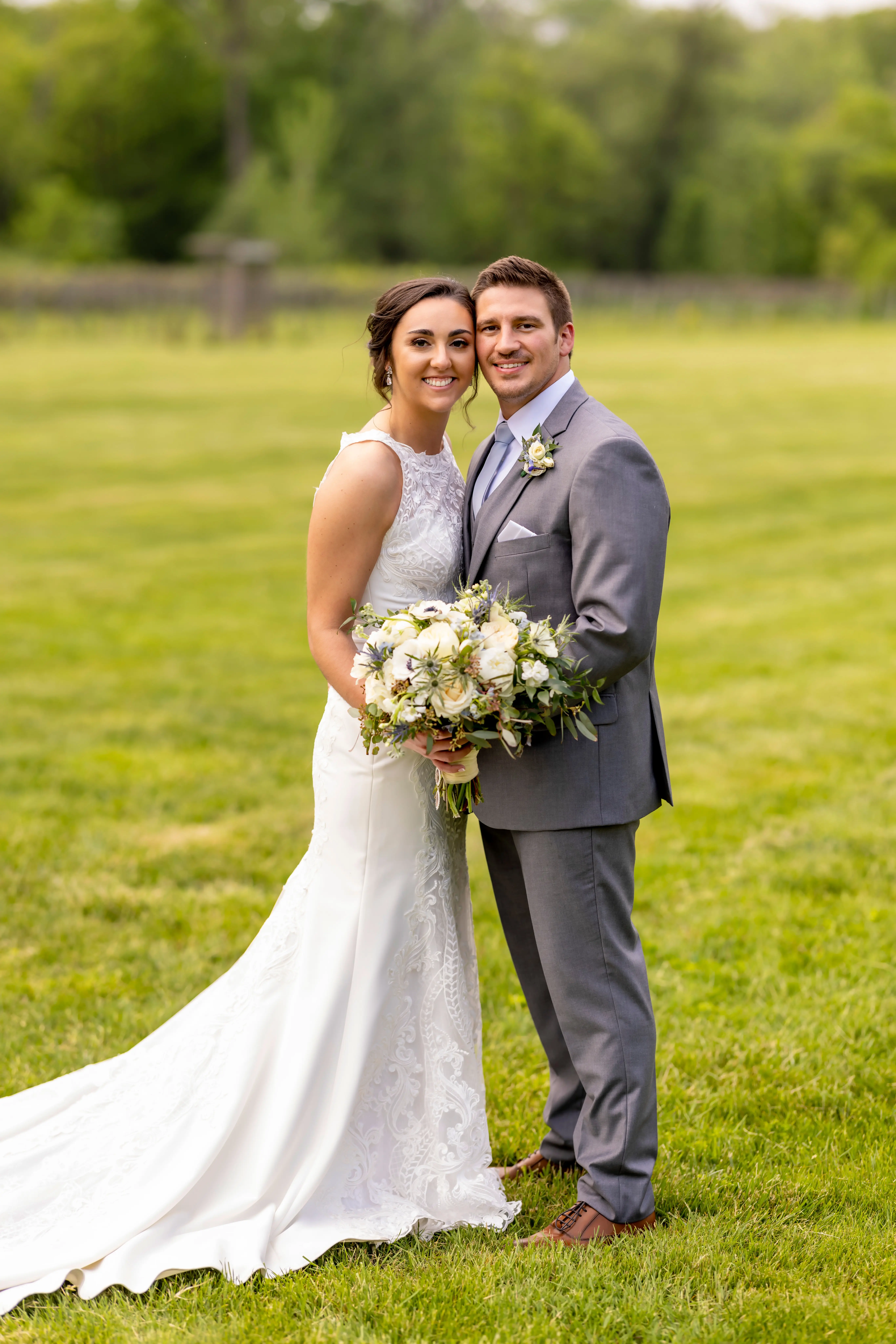 Groom With Bride Wearing Lace Halter Wedding Dress Kevyn By Sottero And Midgley