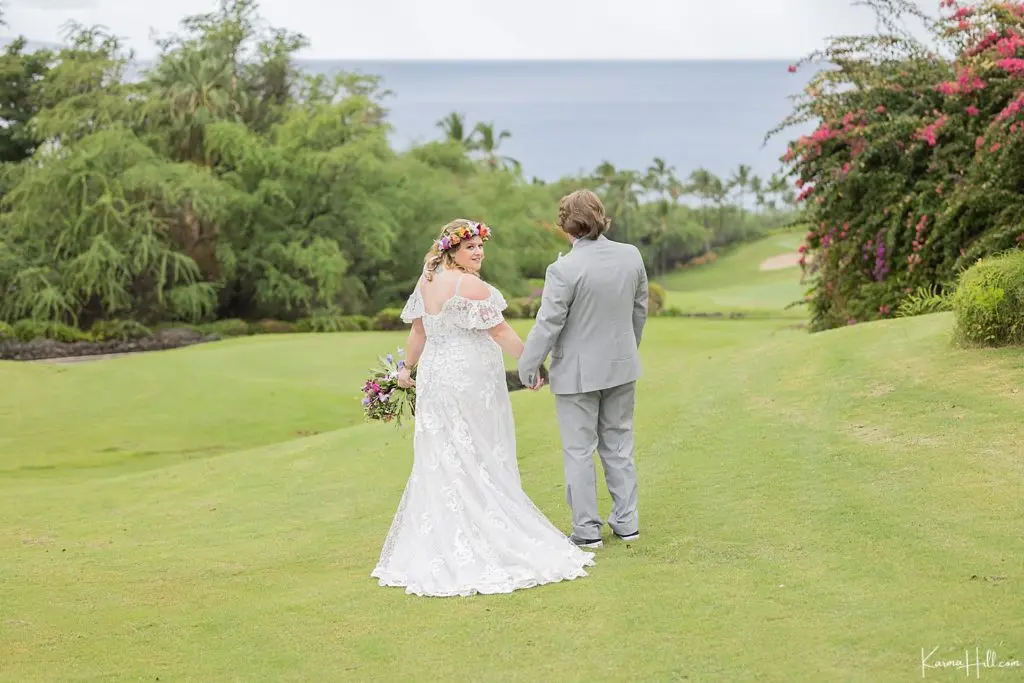 Plus Size Bride In Off The Shoulder Lace Wedding Dress Called Tuscany Lane By Maggie Sottero With Groom