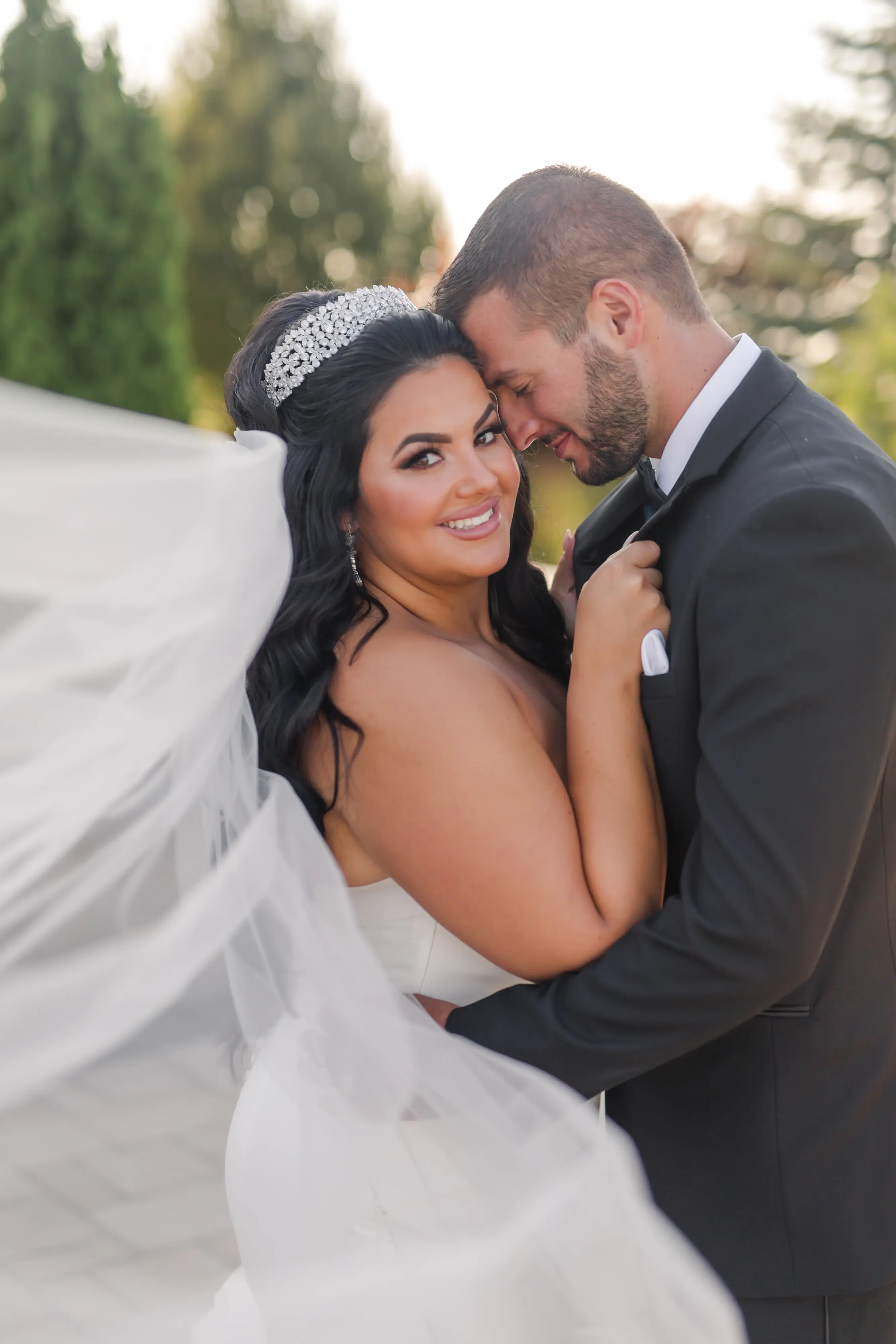 Bride Wearing Simple Mermaid Wedding Dress Called Holden By Sottero And Midgley Holding Groom