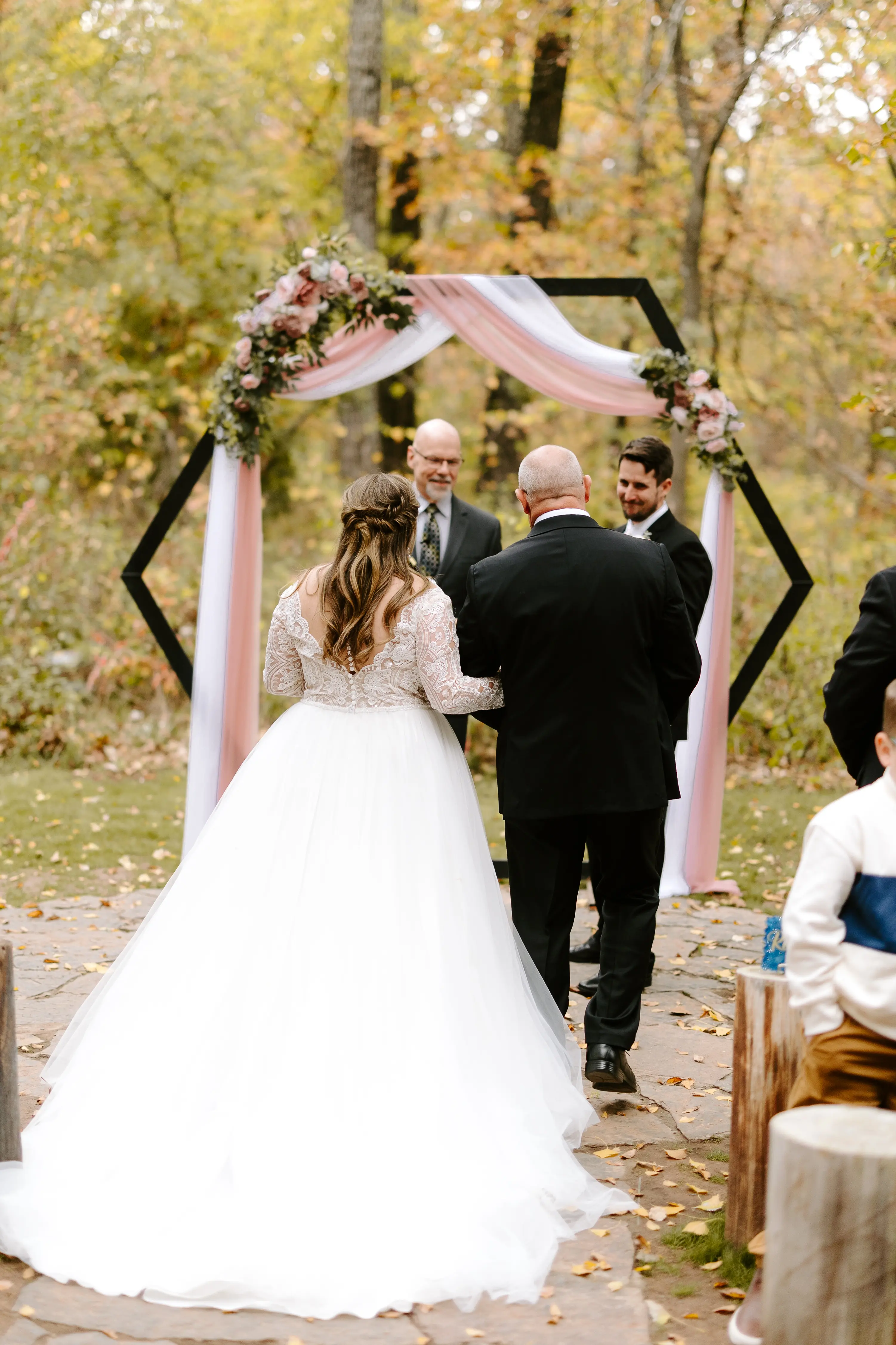 Bride Wearing Princess Wedding Dress Called Mallory Dawn By Maggie Sottero Walking Down The Aisle