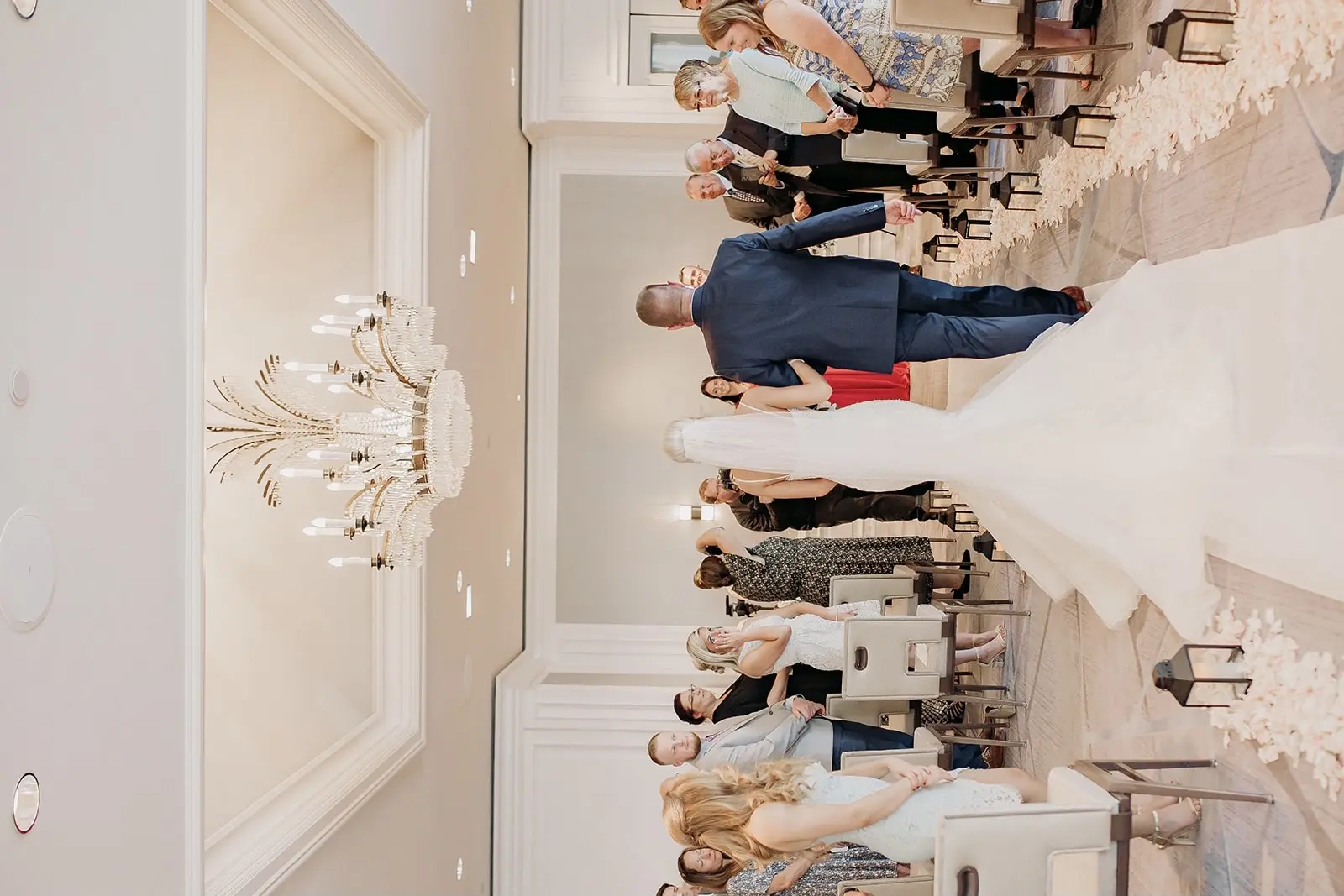 Bride and groom walking up the aisle.