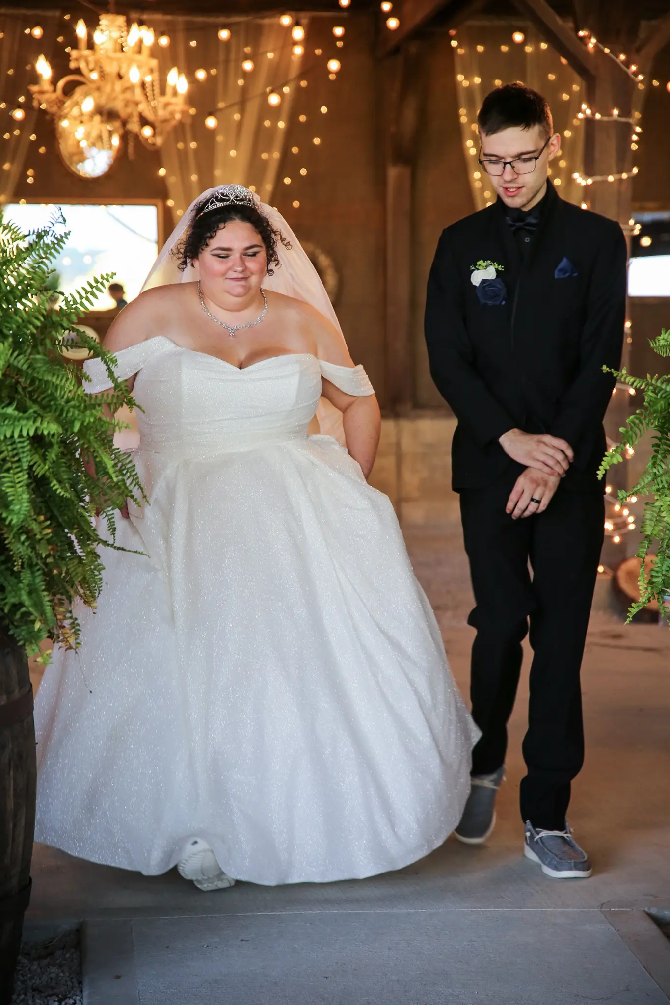 Bride wearing Anniston by Maggie Sottero with her husband