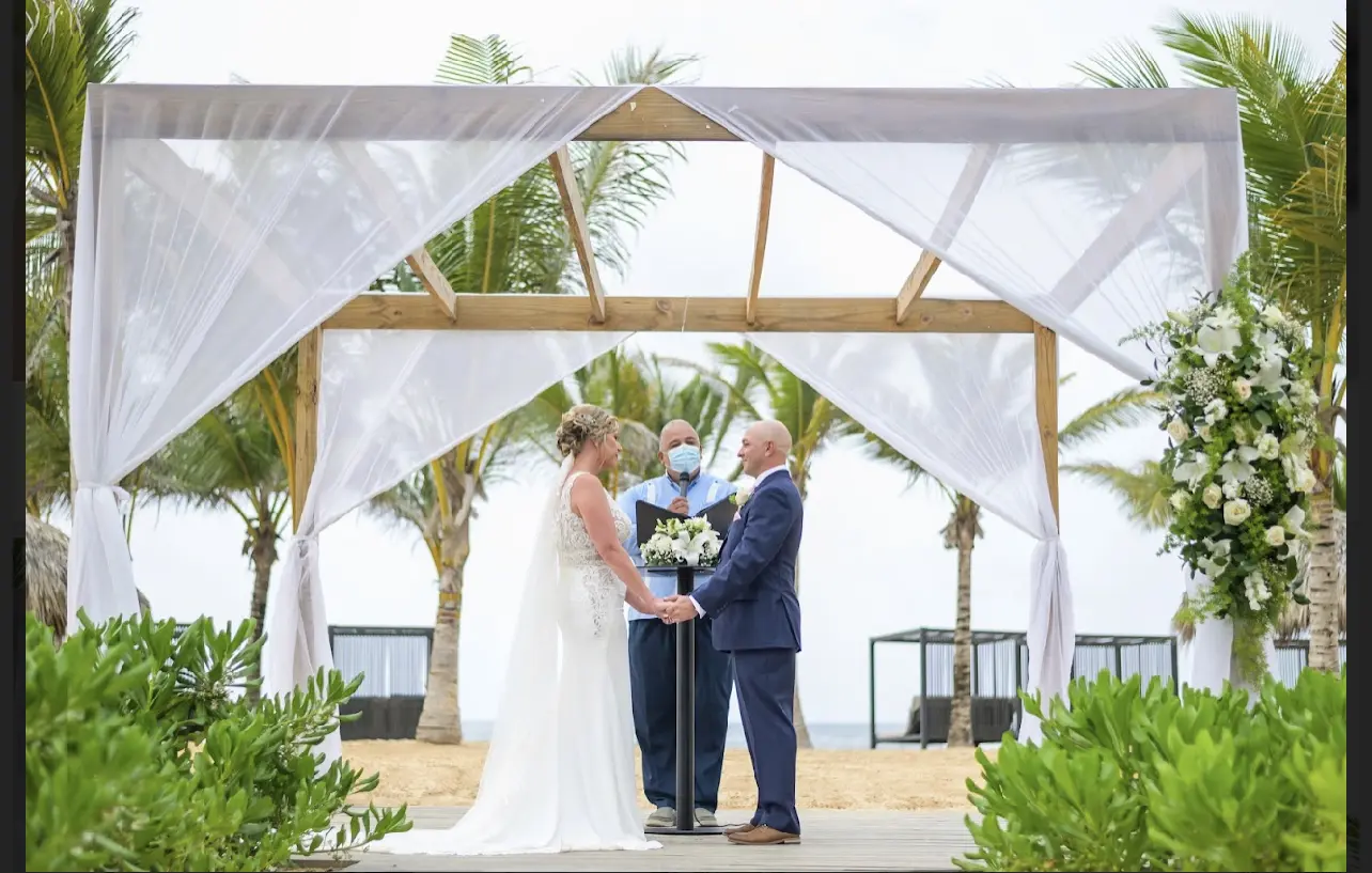 Bride and groom at the altar about to say their vows.