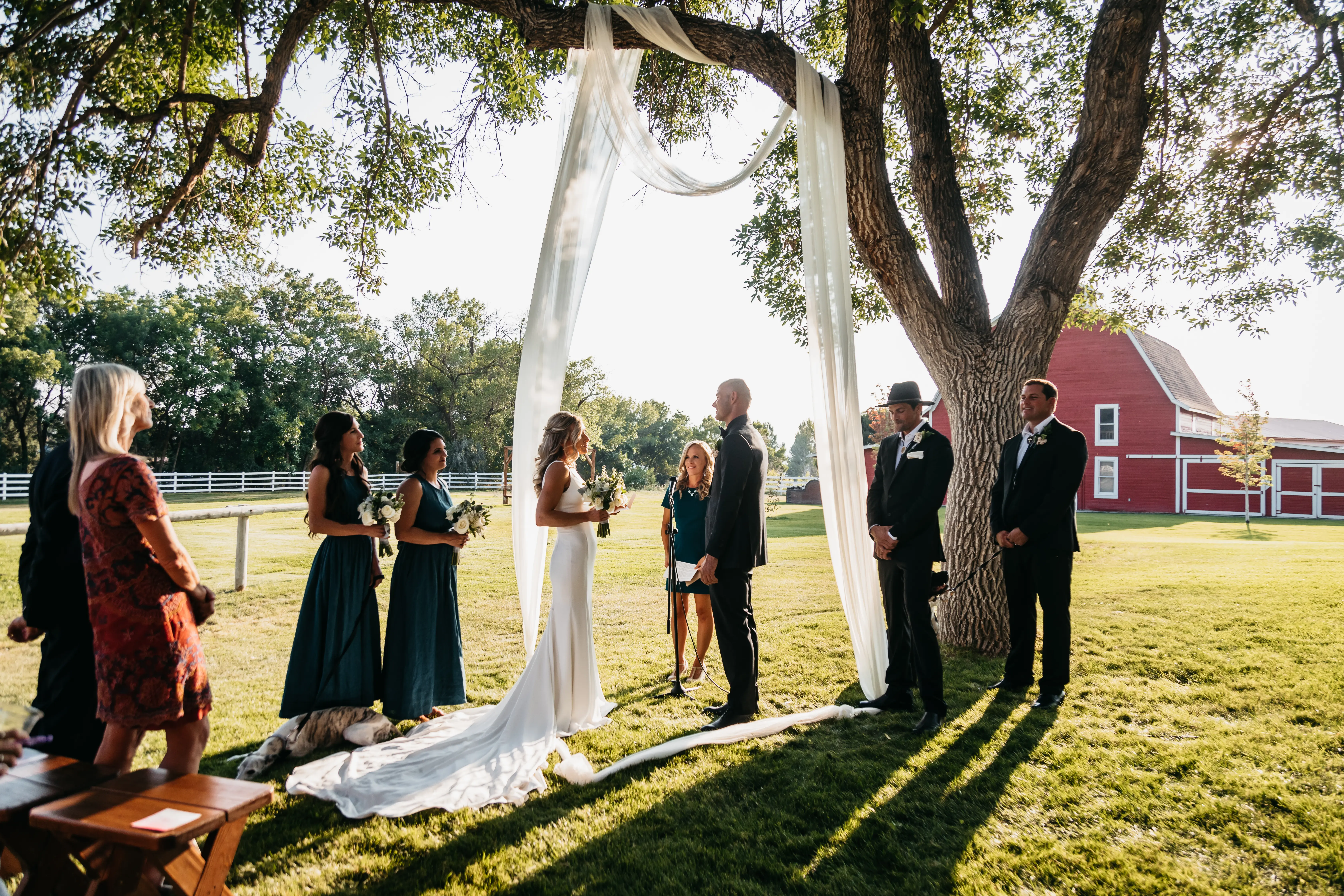 Real Bride in Crepe Fit-and-Flare Wedding Dress with Deep V-Neckline called Fernanda by Maggie Sottero