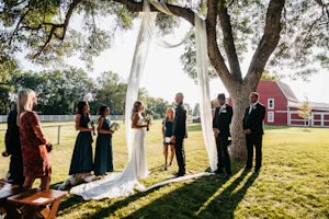 Real Bride in Crepe Fit-and-Flare Wedding Dress with Deep V-Neckline called Fernanda by Maggie Sottero