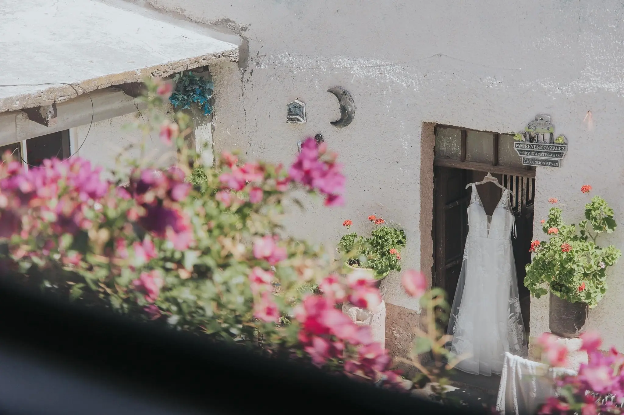 Romantic A-line Wedding Gown with Floral Background Called Priscilla by Rebecca Ingram.