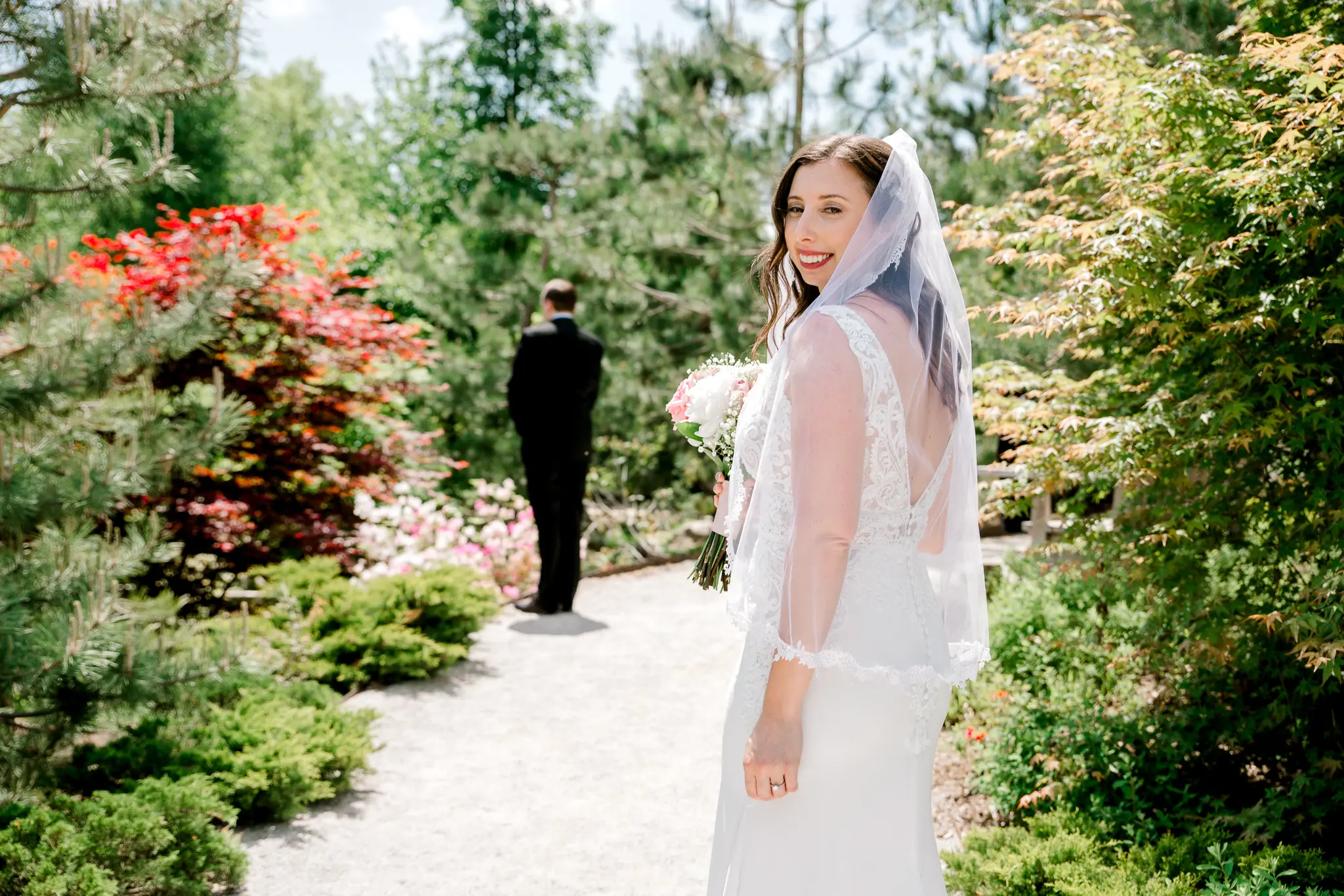 bride in sexy sheath wedding dress