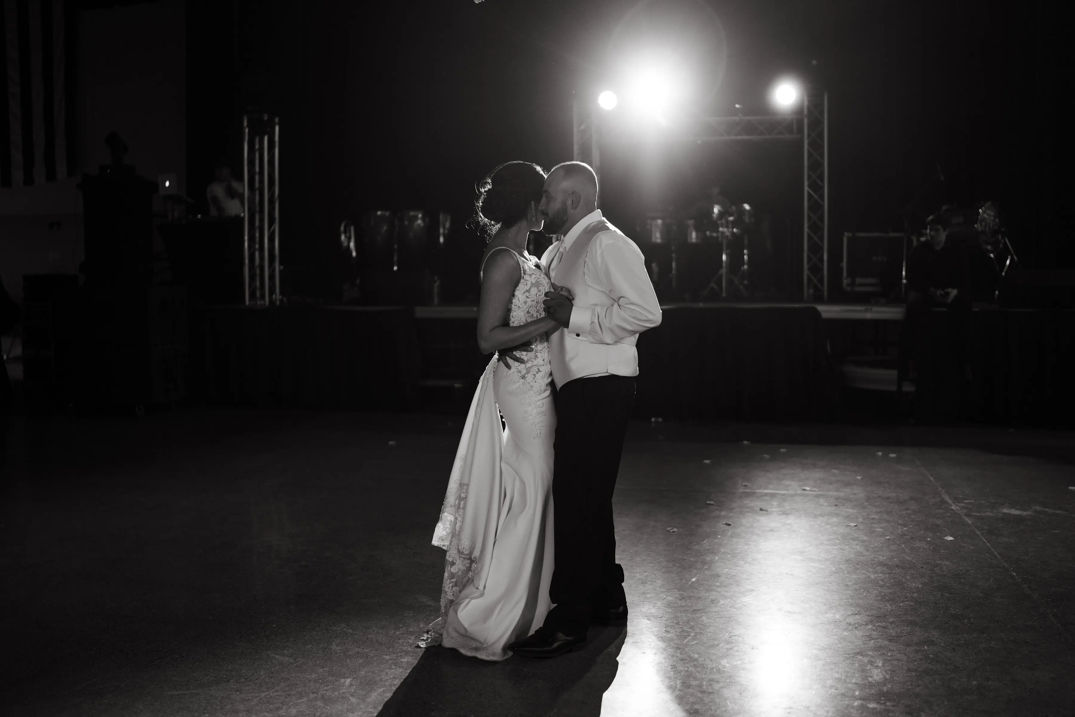 Groom with Bride in Lace Spaghetti Strap Mermaid Wedding Gown Called Nikki by Maggie Sottero