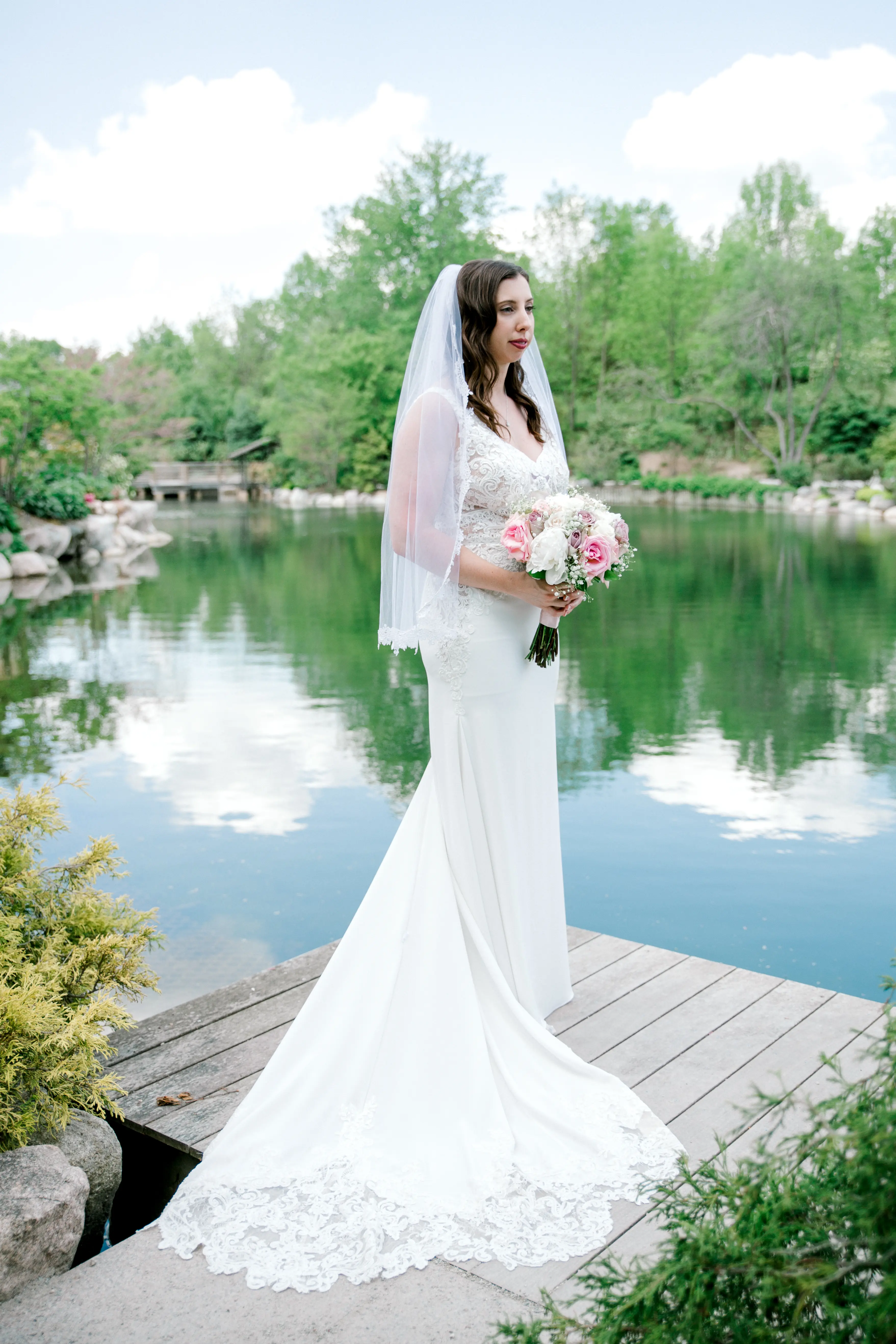 bride in sexy sheath wedding dress