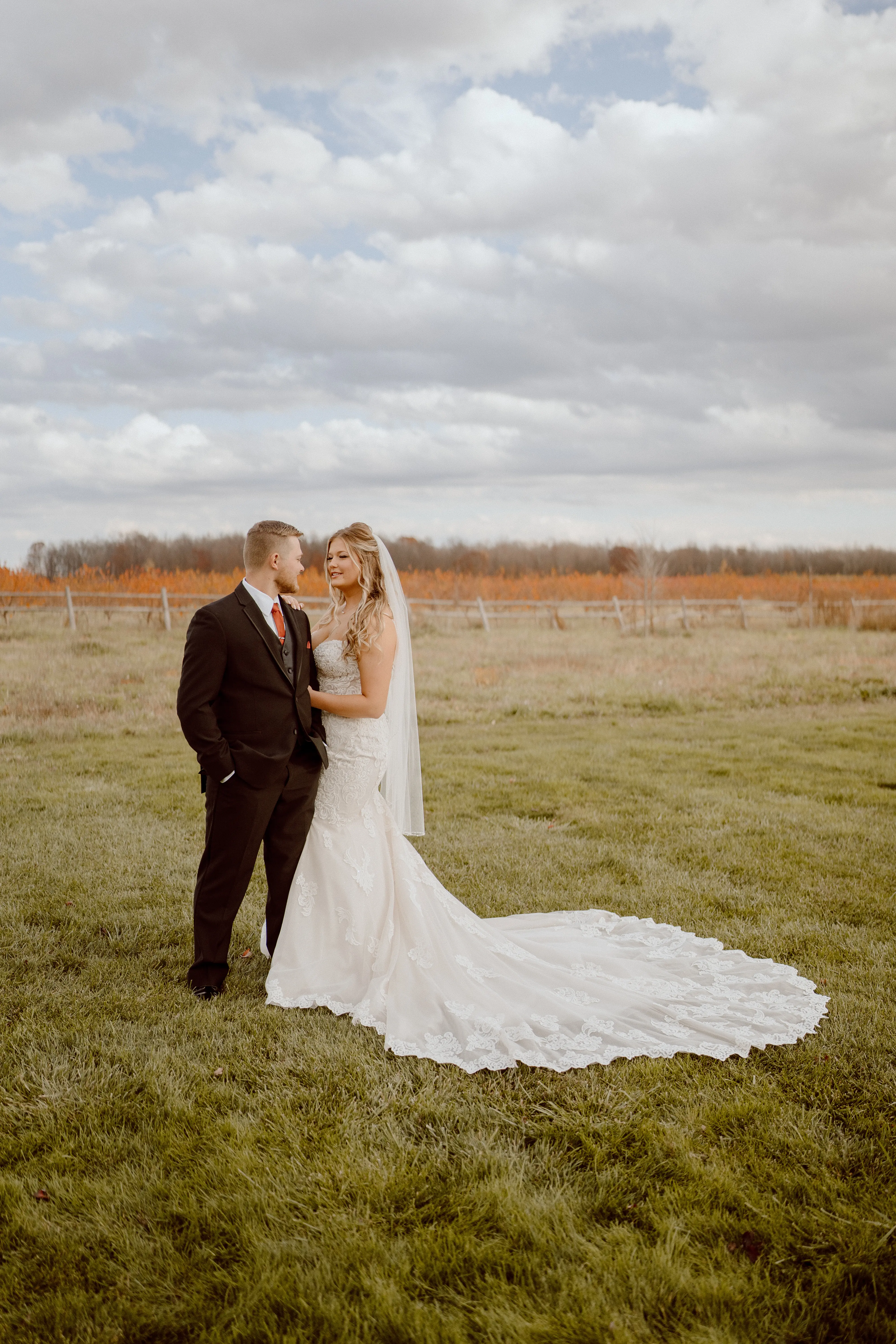 Real Bride in Sparkly Lace Fit-and-Flare Bridal Dress with Plunging Illusion Sweetheart Neckline Called Fiona by Maggie Sottero