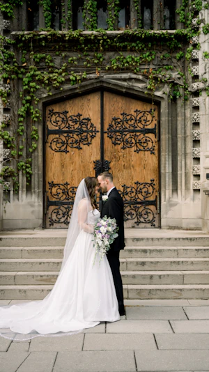 Bride In Satin Ballgown Anniston Marie Maggie Sottero With Groom