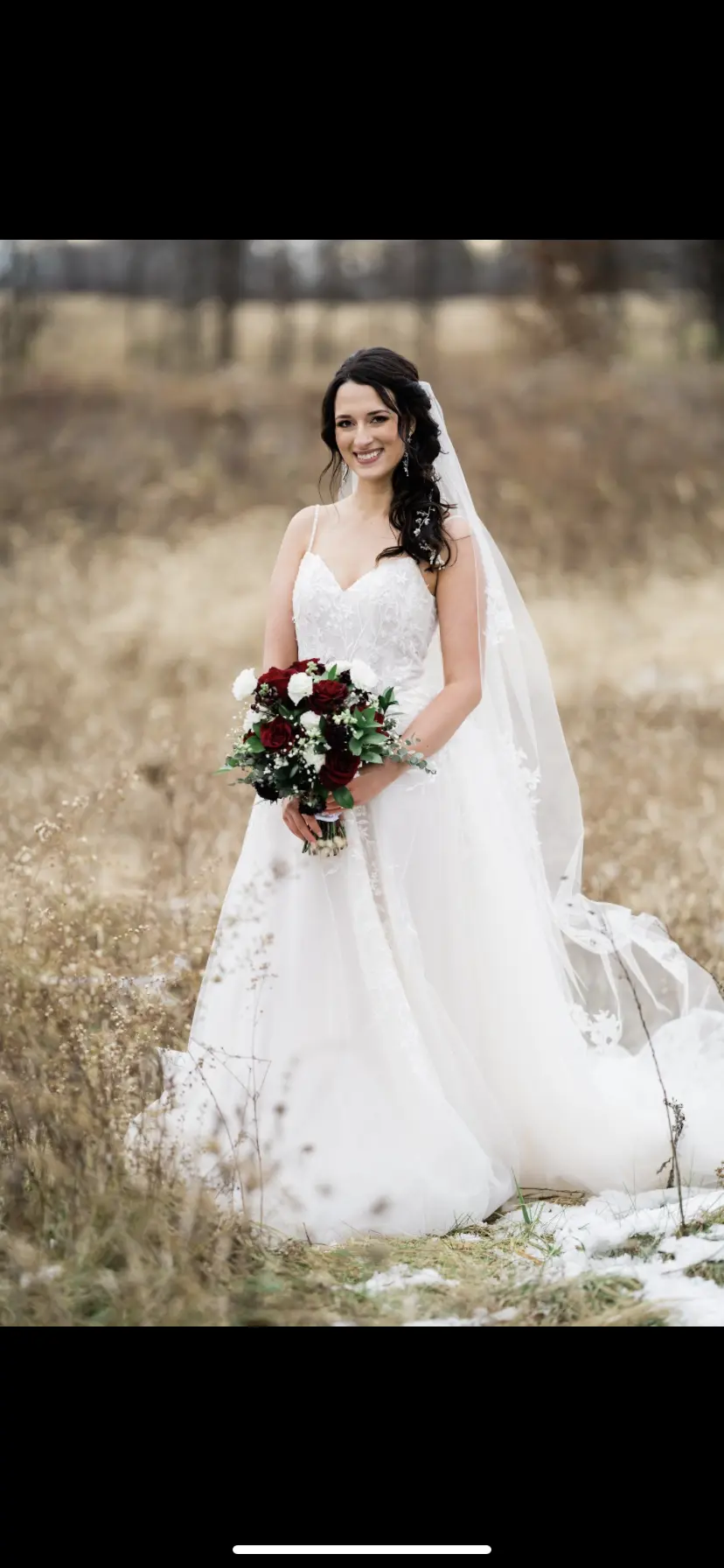 Bride Wearing Ballerina-inspired Romantic Wedding Dress Called Fairbanks By Maggie Sottero In A Field