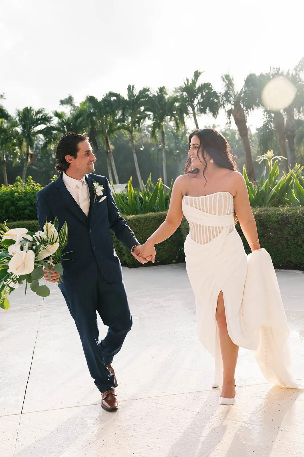 Bride Wearing Grecian Inspired Wedding Dress Called Gabrielle By Maggie Sottero With Groom