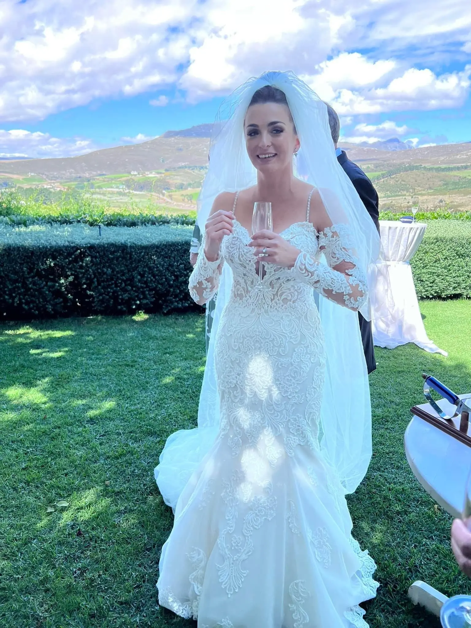 Bride In Lace Fit And Flare Wedding Dress Called Fiona By Maggie Sottero