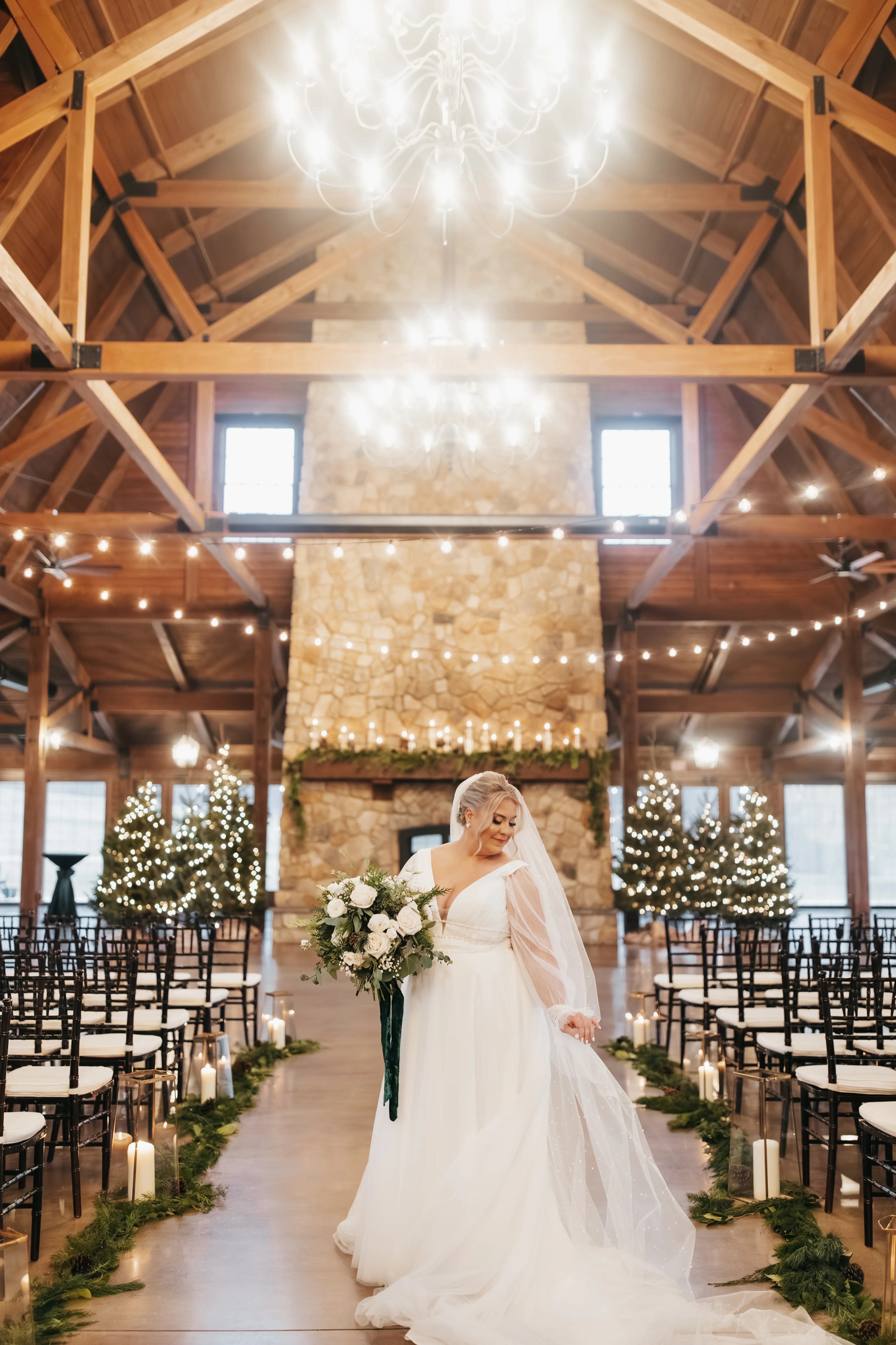 Bride wearing Joanne wedding dress by Rebecca Ingram