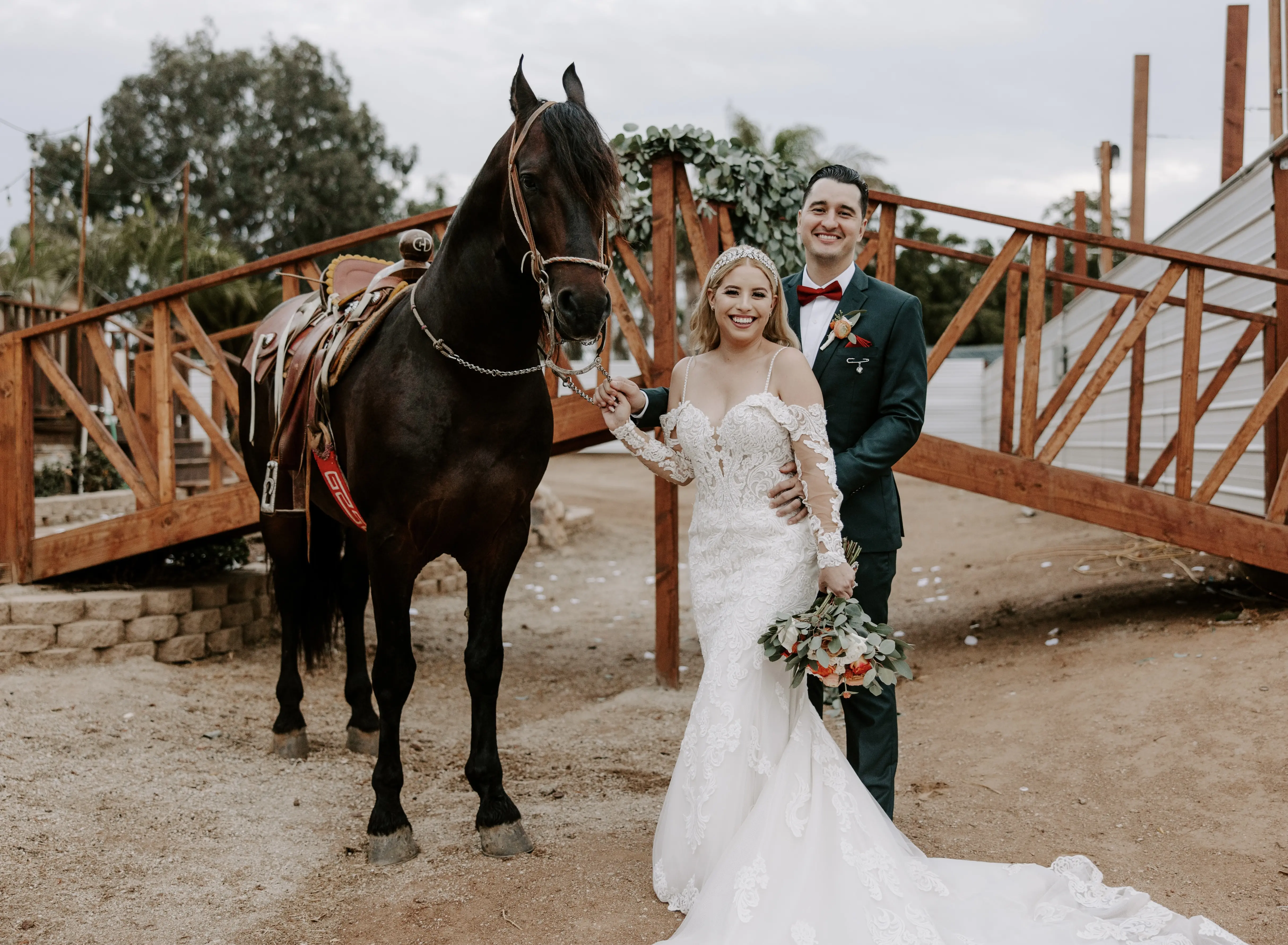 Real Bride in Sparkly Lace Fit-and-Flare Wedding Gown with Off-the-Shoulder Sleeves Called Fiona by Maggie Sottero