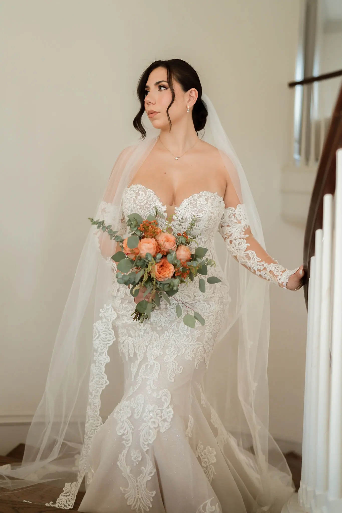 Bride wearing Fiona wedding dress by Maggie Sottero