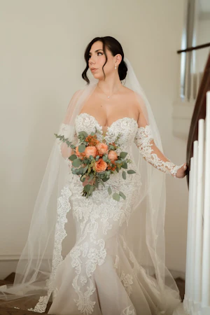 Bride wearing Fiona wedding dress by Maggie Sottero