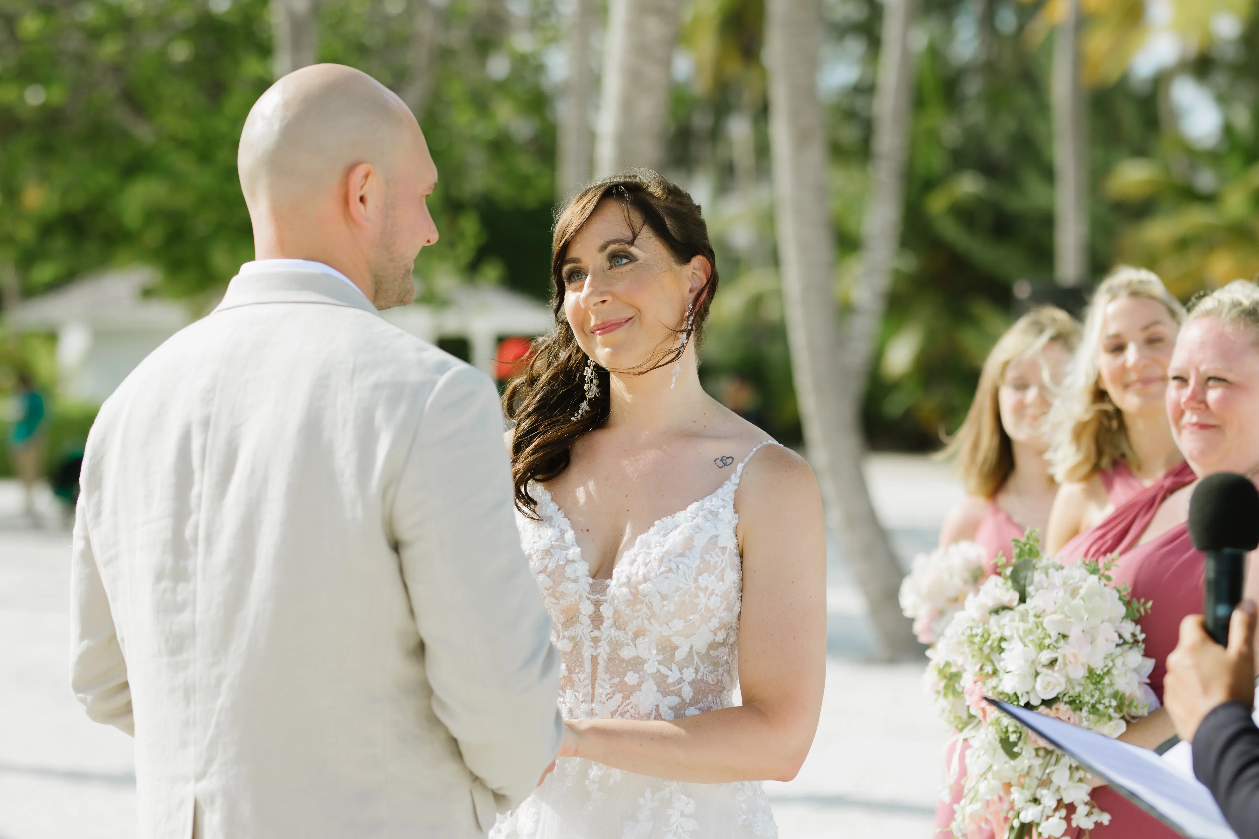Real Bride in Keyhole Back Wedding Dress in an A-Line Silhouette Called Marlow by Sottero & Midgley