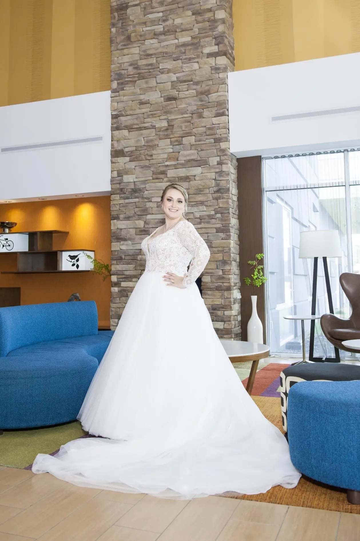 Bride in Romantic Ball Gown Wedding Dress with Illusion Plunging V-Neckline Called Mallory Dawn by Maggie Sottero