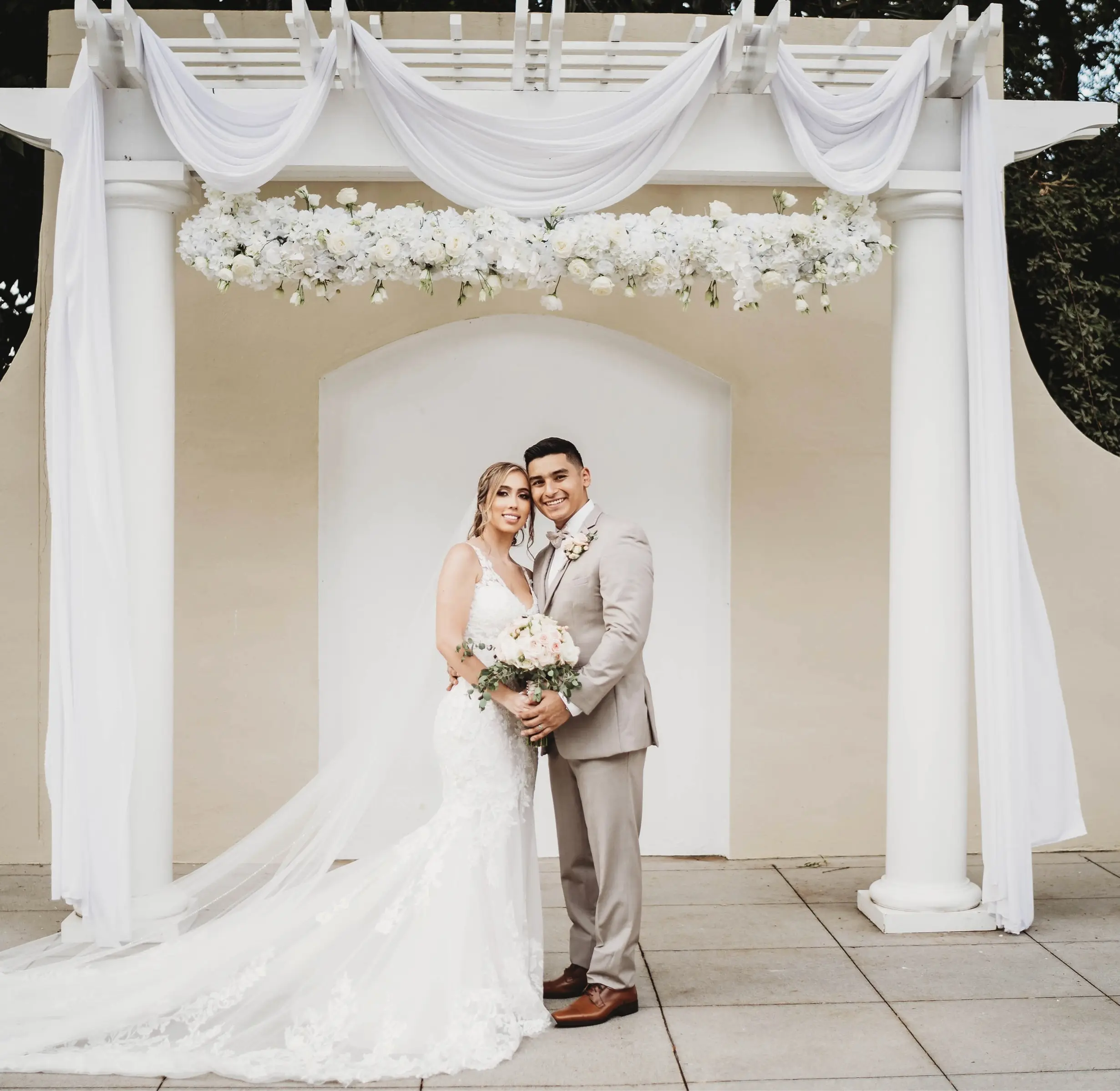 Bride In Lace V-Neck Wedding Dress Called Canberra By Maggie Sottero