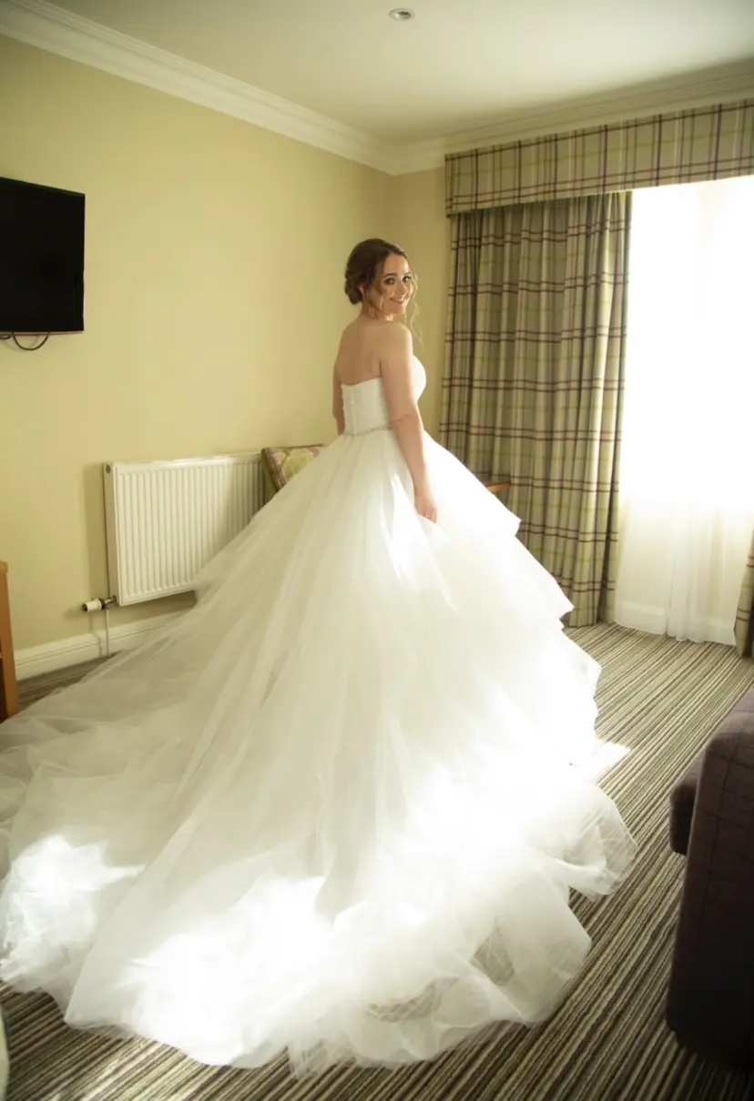 Bride Wearing Ball Gown With Tiered Skirt Yasmin By Maggie Sottero