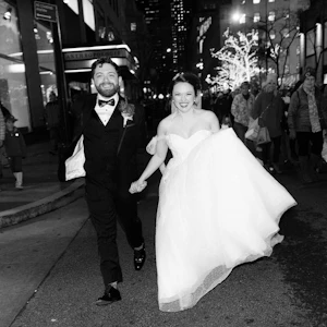 Bride Wearing Princess Ballgown Wedding Dress called Shasta by Sottero and Midgley With Groom In NYC