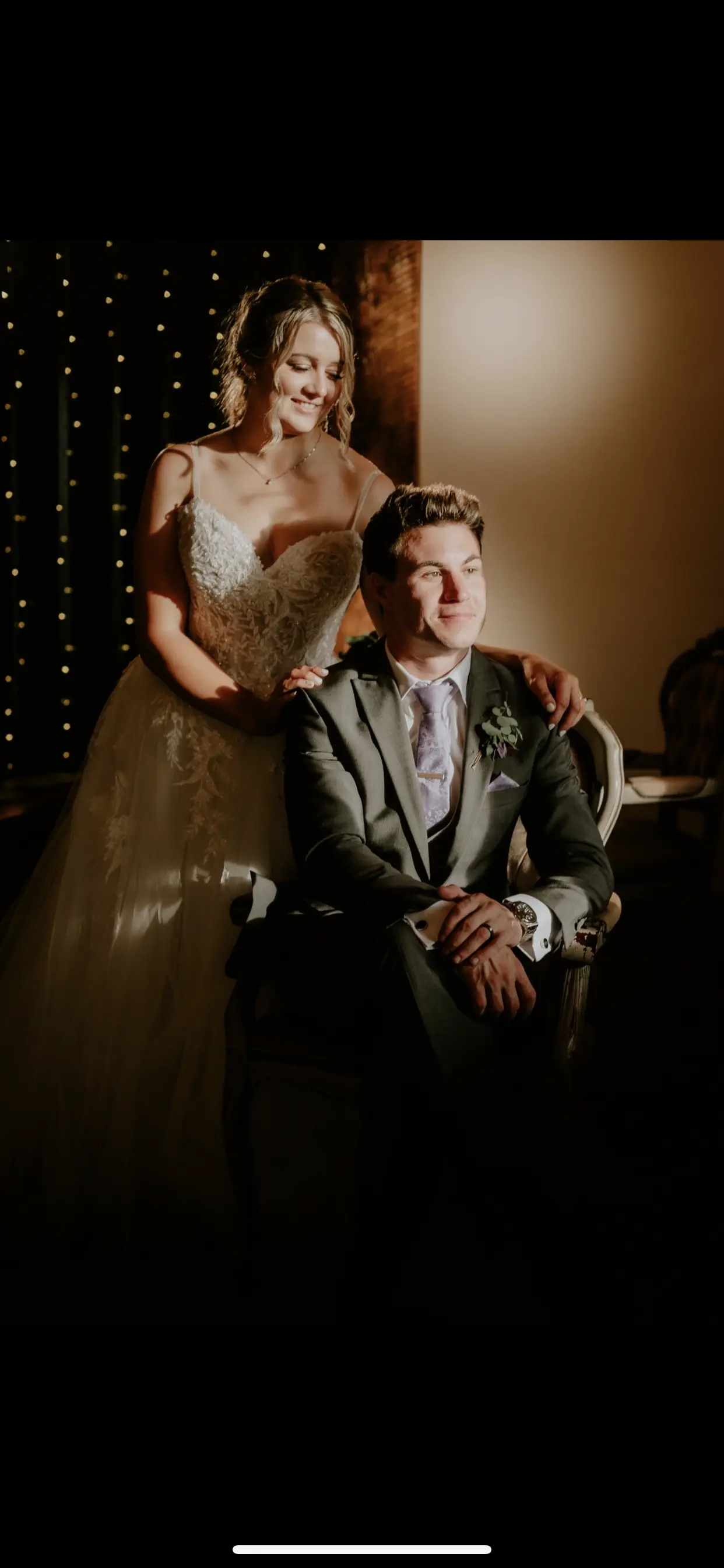 Groom With Bride Wearing Floral Princess Wedding Dress Orlanda By Maggie Sottero