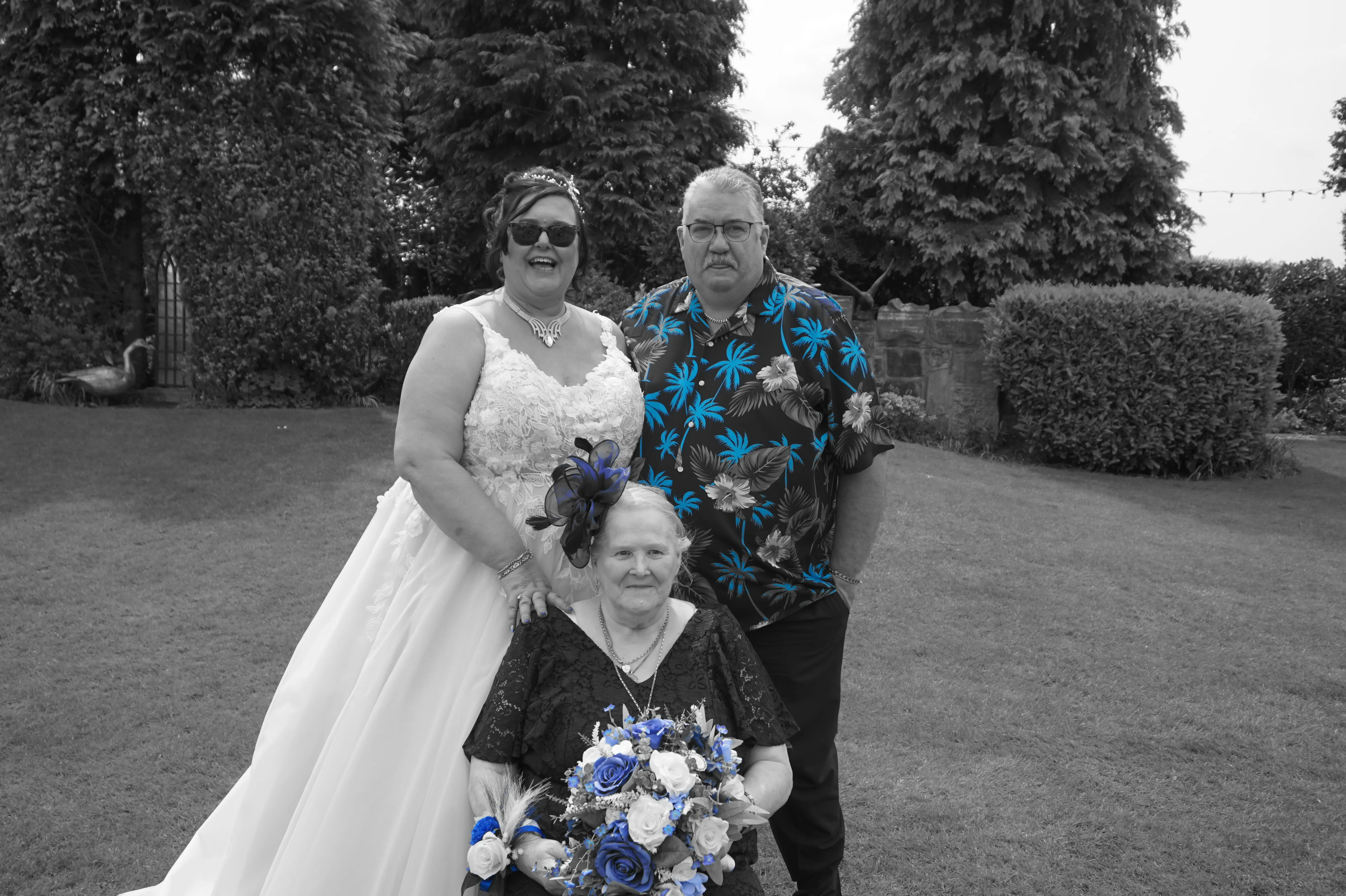 Bride wearing Natasha by Rebecca Ingram with her family