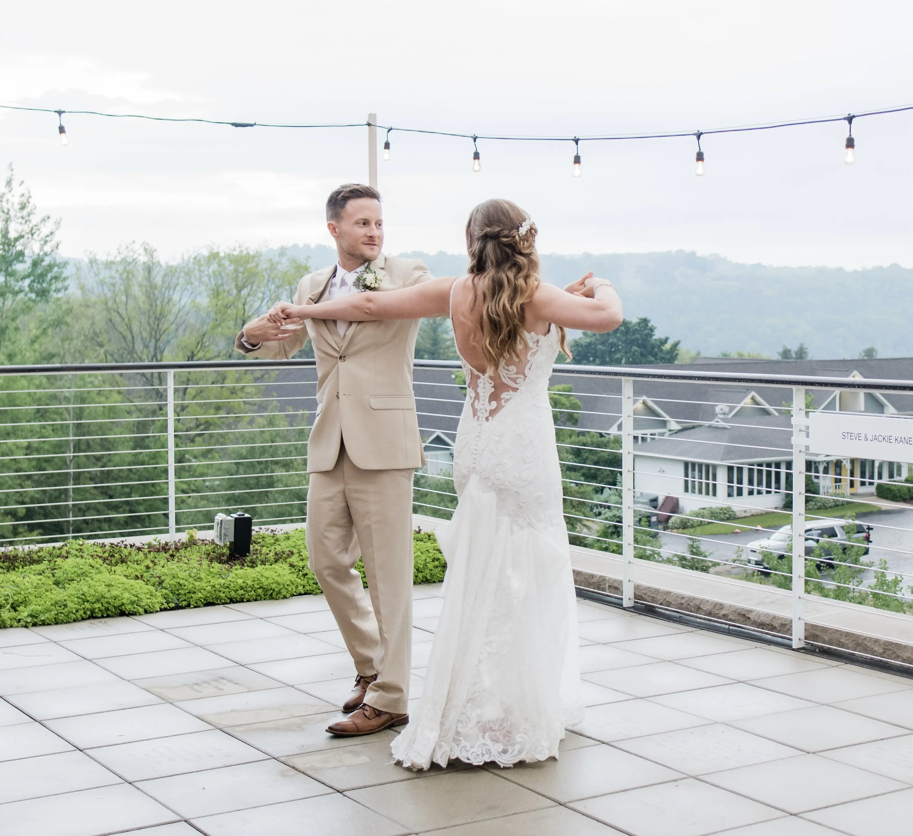 Groom With Bride Wearing Lace Mermaid Wedding Dress Esther By Maggie Sottero