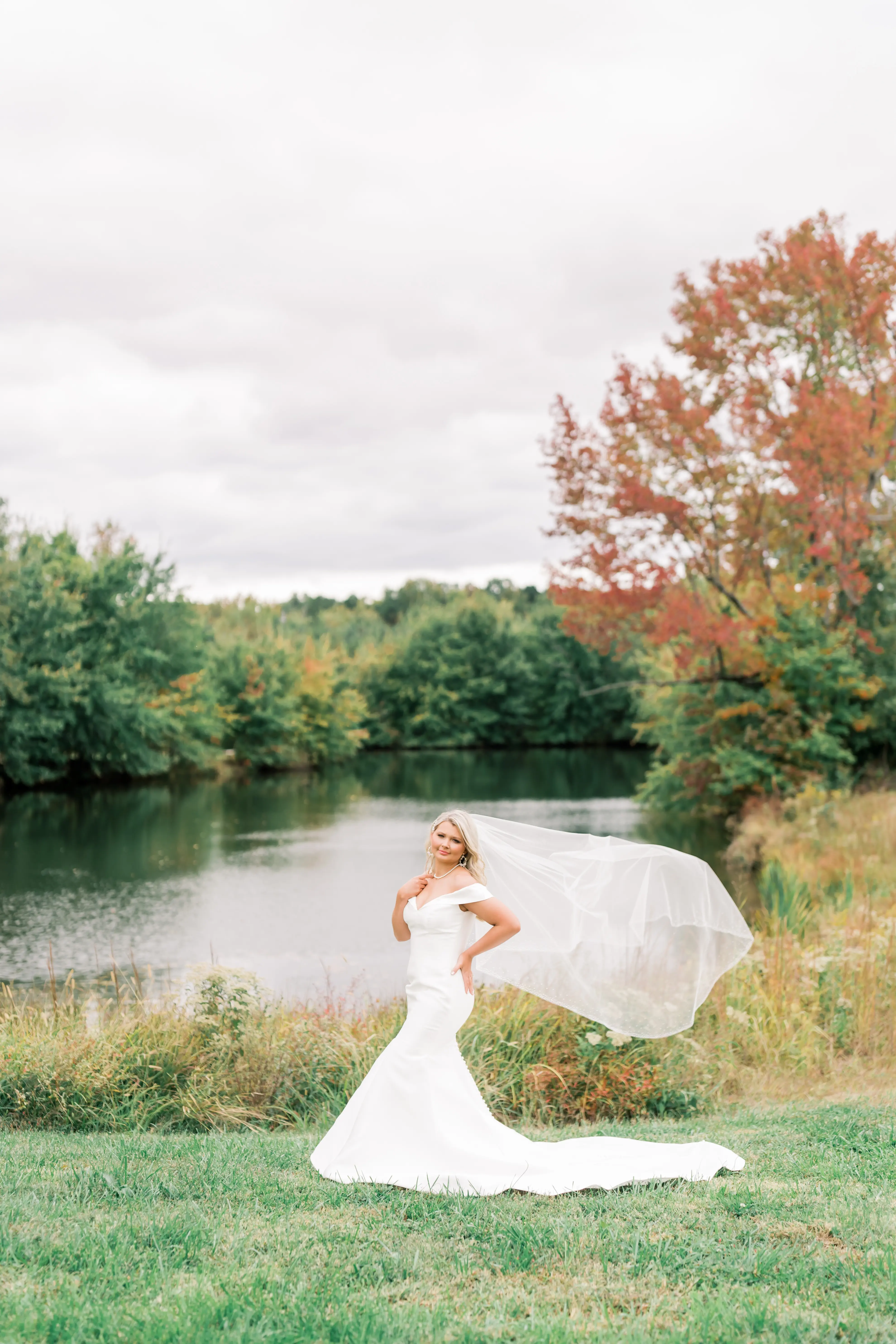 Bride wearing Josie wedding dress by Rebecca Ingram