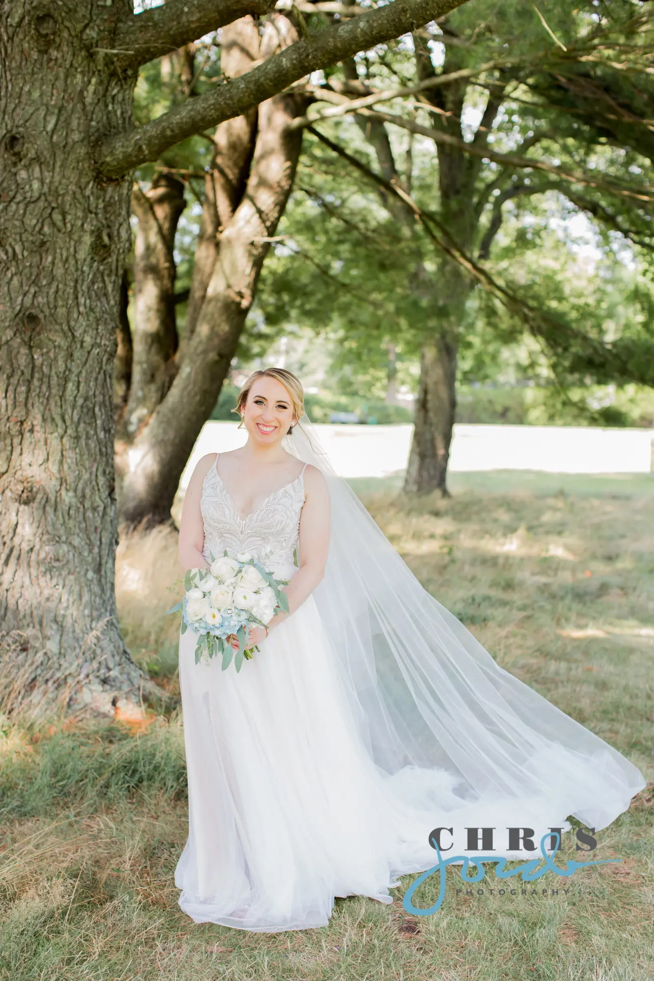 Real Bride wearing a-line wedding dress called Charlene by Maggie Sottero.