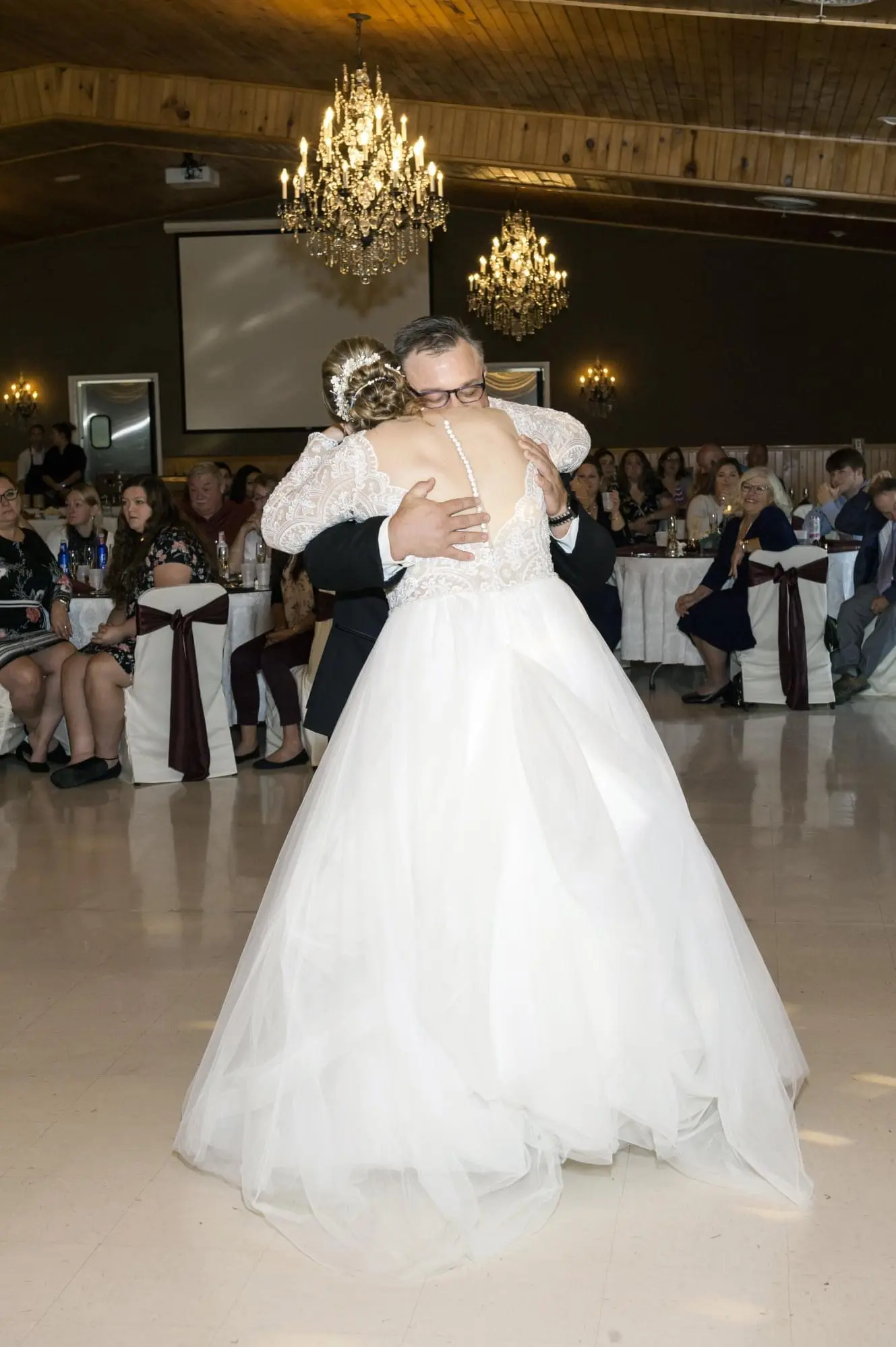 Father Daughter Dance with Bride in Romantic Ball Gown Wedding Dress with Illusion V-Back Called Mallory Dawn by Maggie Sottero