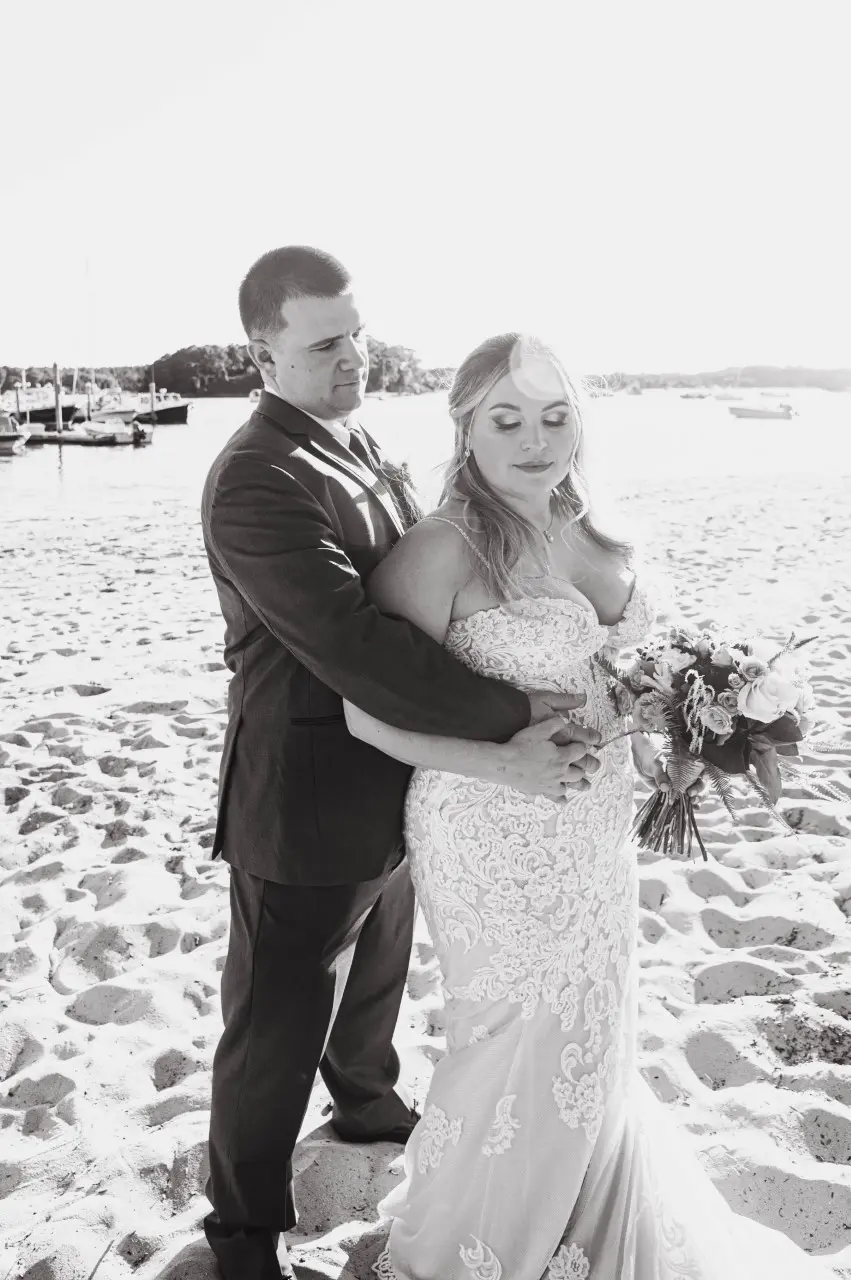 Real Bride in Sparkly Lace Fit-and-Flare Bridal Dress with Plunging Illusion Sweetheart Neckline Called Fiona by Maggie Sottero