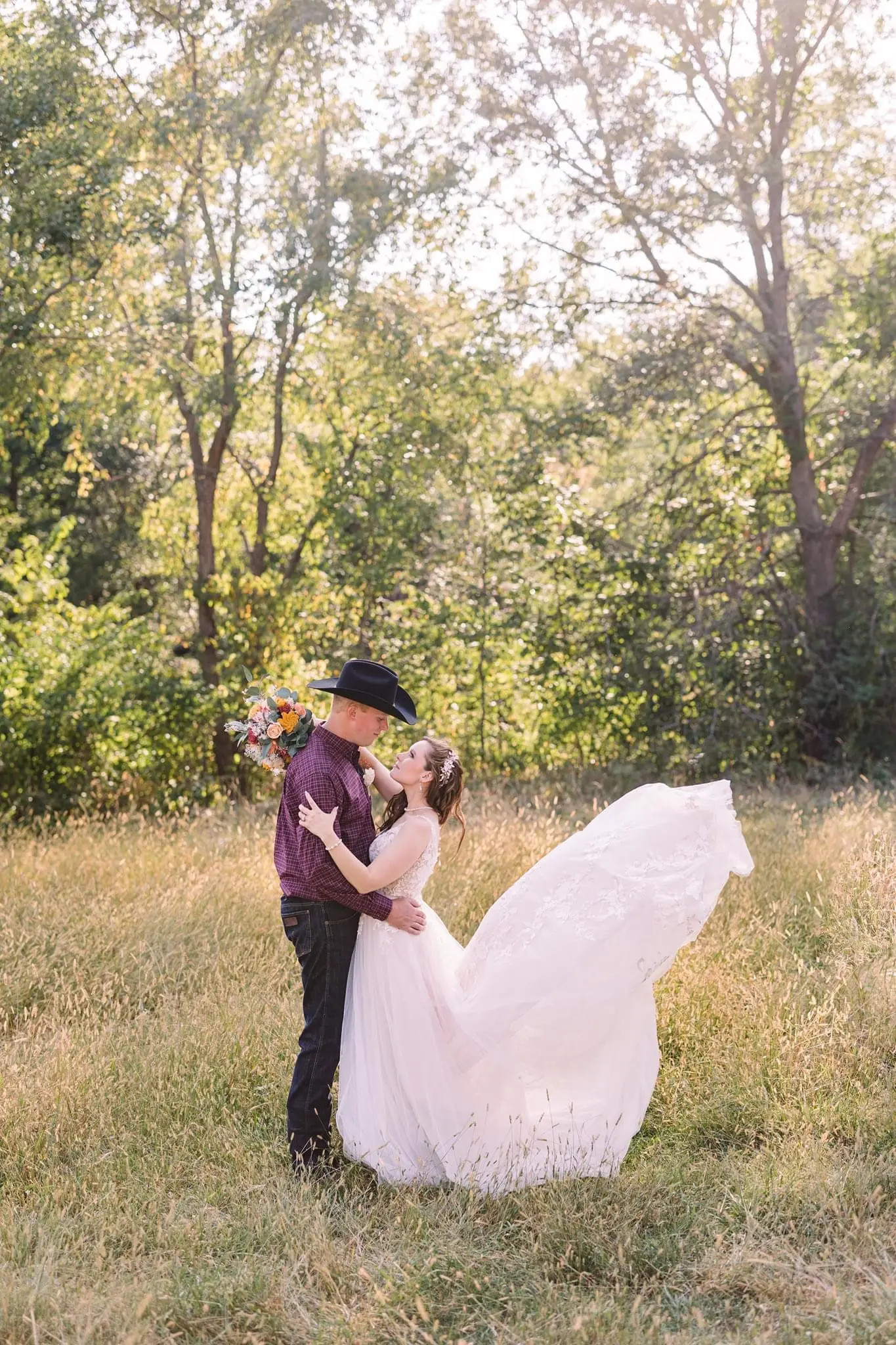 Bride In A-line V-Neckline Minerva Rebecca Ingram With Groom