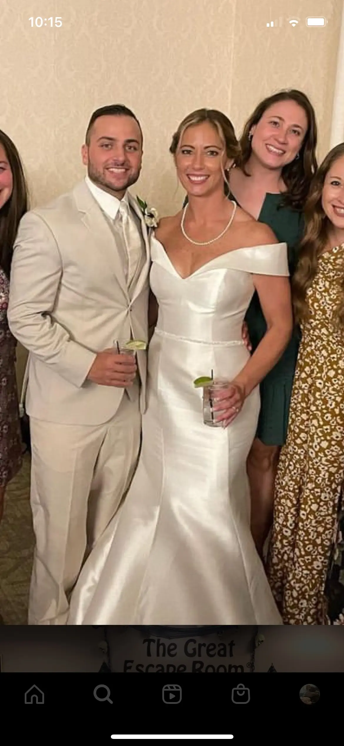 Bride Wearing Simple Fit And Flare Wedding Dress Called Josie By Rebecca Ingram With Groom