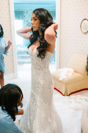 Bride Wearing Sparkly Lace Fit-And-Flare Fiona By Maggie Sottero