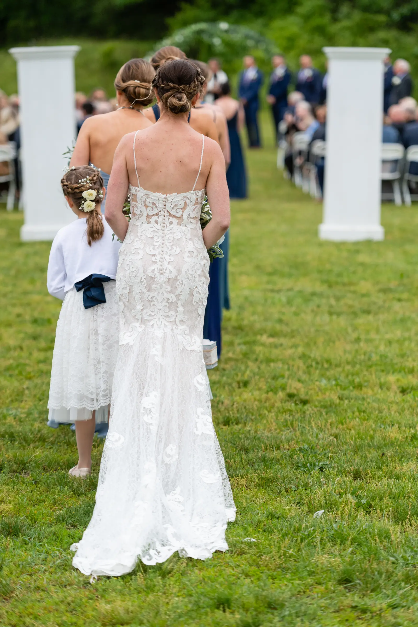 Bride Wearing Lace Sheath Wedding Dress Tuscany Lynette By Maggie Sottero