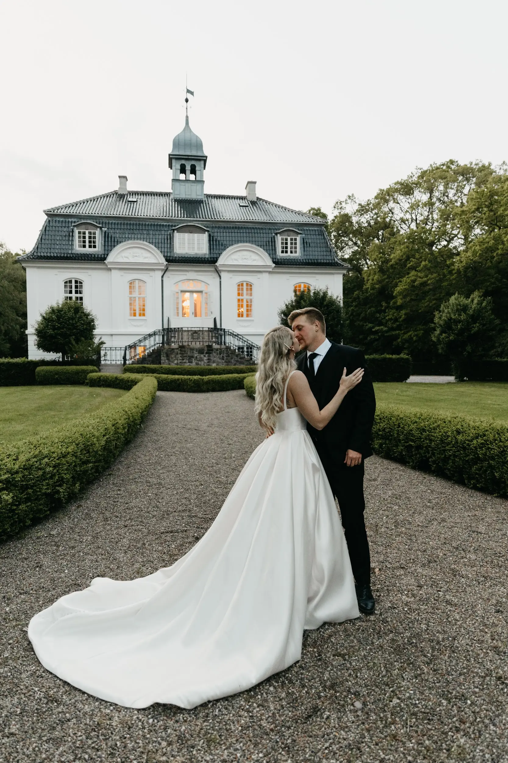 Groom With Bride Wearing Satin Ball Gown Selena By Maggie Sottero