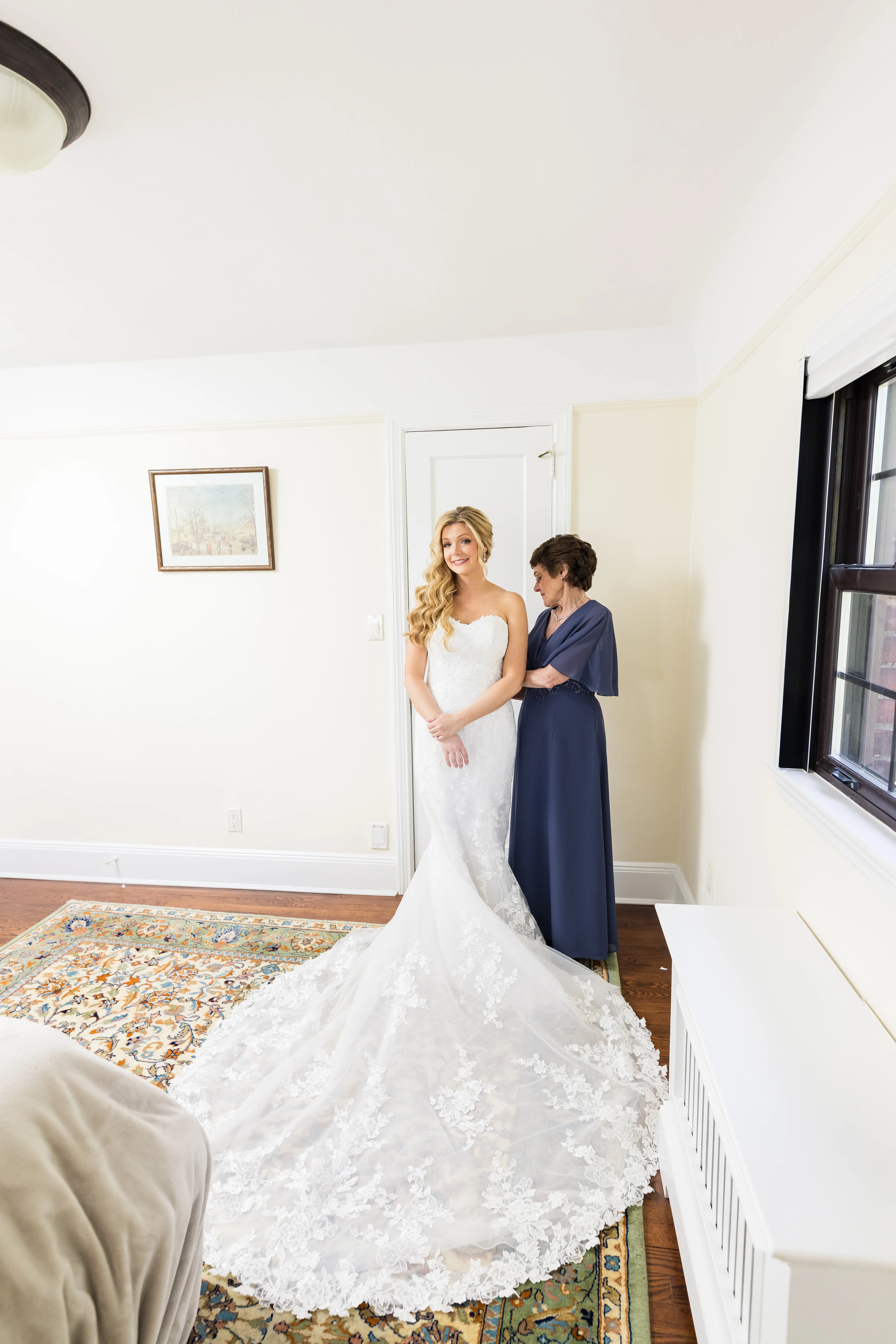 Bride Wearing 3-D Flower Fit-And-Flare Bridal Gown Named Ryker by Sottero and Midgley Bride Getting Ready